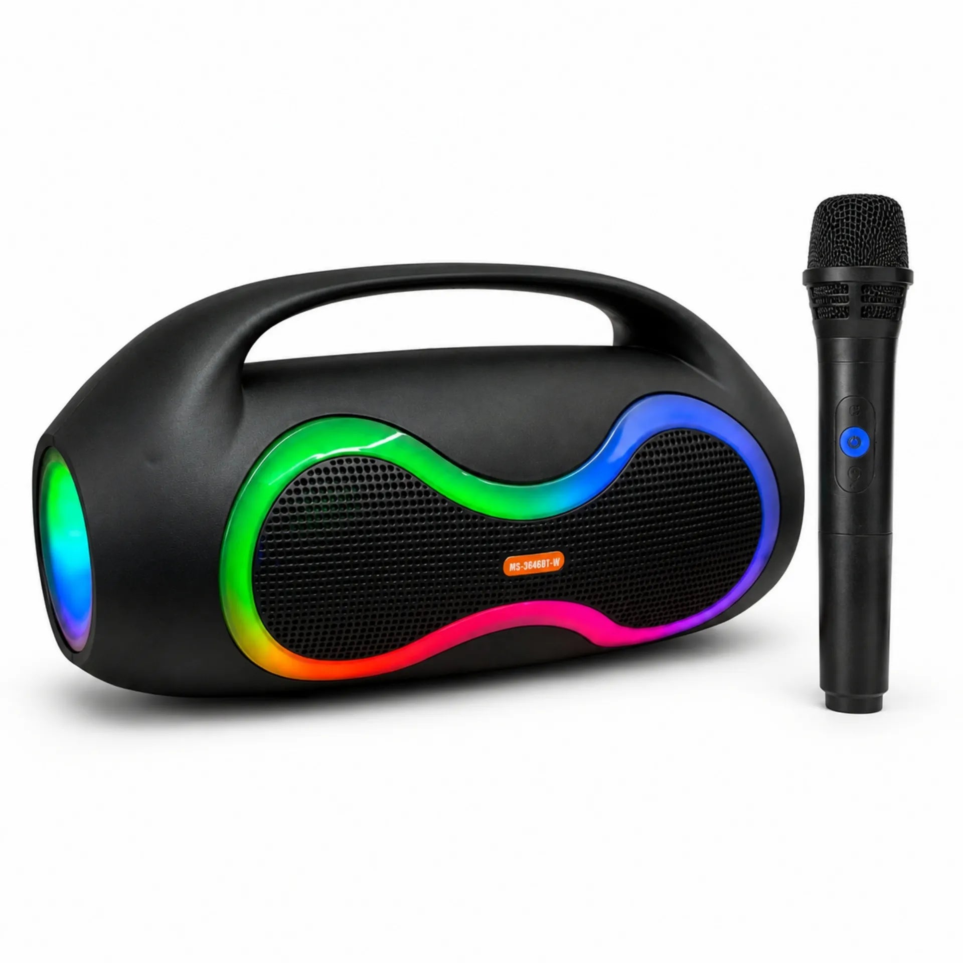 Parlante Bluetooth Portátil Doble 4 Pulgadas Con Micrófono Y Luces RGB MS-3646BT-W