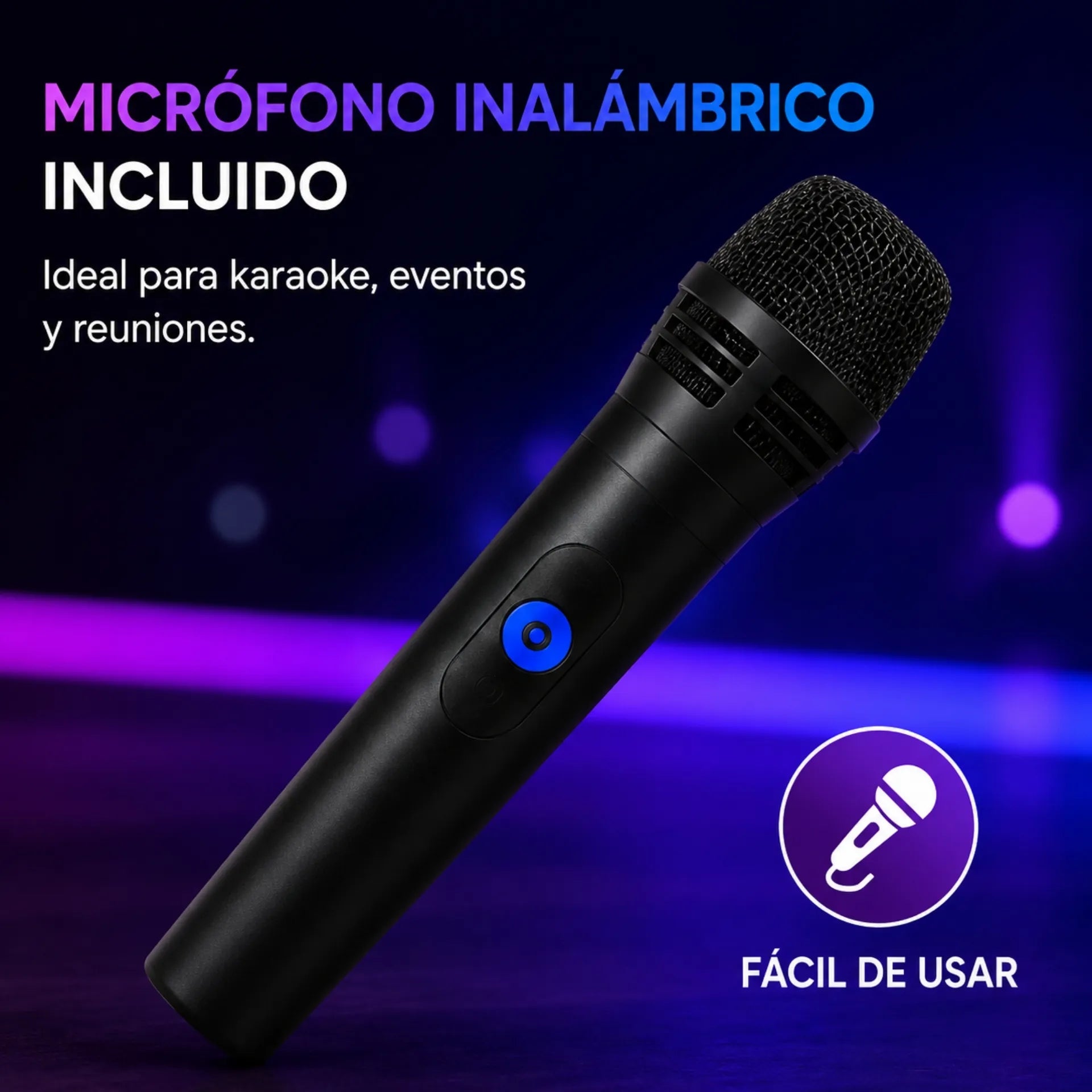 Parlante Bluetooth Portátil Doble 4 Pulgadas Con Micrófono Y Luces RGB MS-3646BT-W