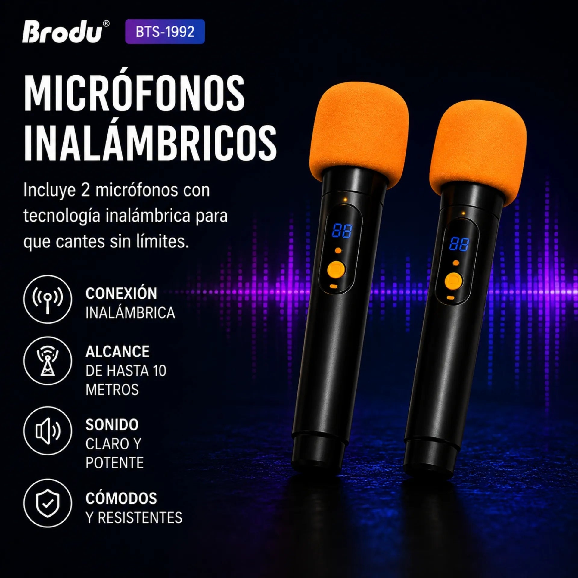 Parlante Karaoke Bluetooth Doble Bocina 6.5 Pulgadas Con Luces RGB Brodu BTS-1992