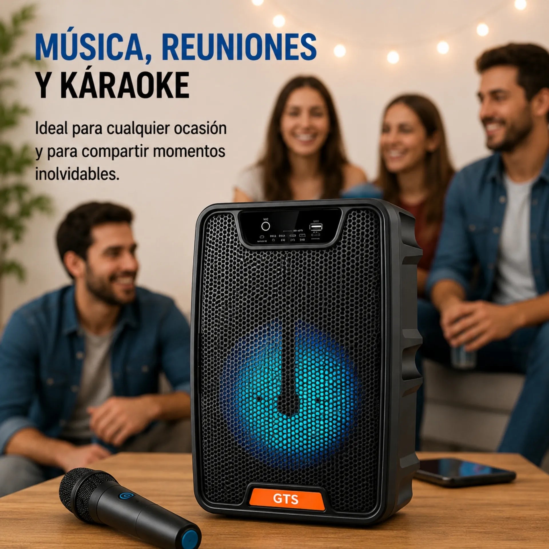 Parlante Bluetooth Portátil 6.5 Pulgadas Con Luces RGB Y Microfono GTS GTS-2413