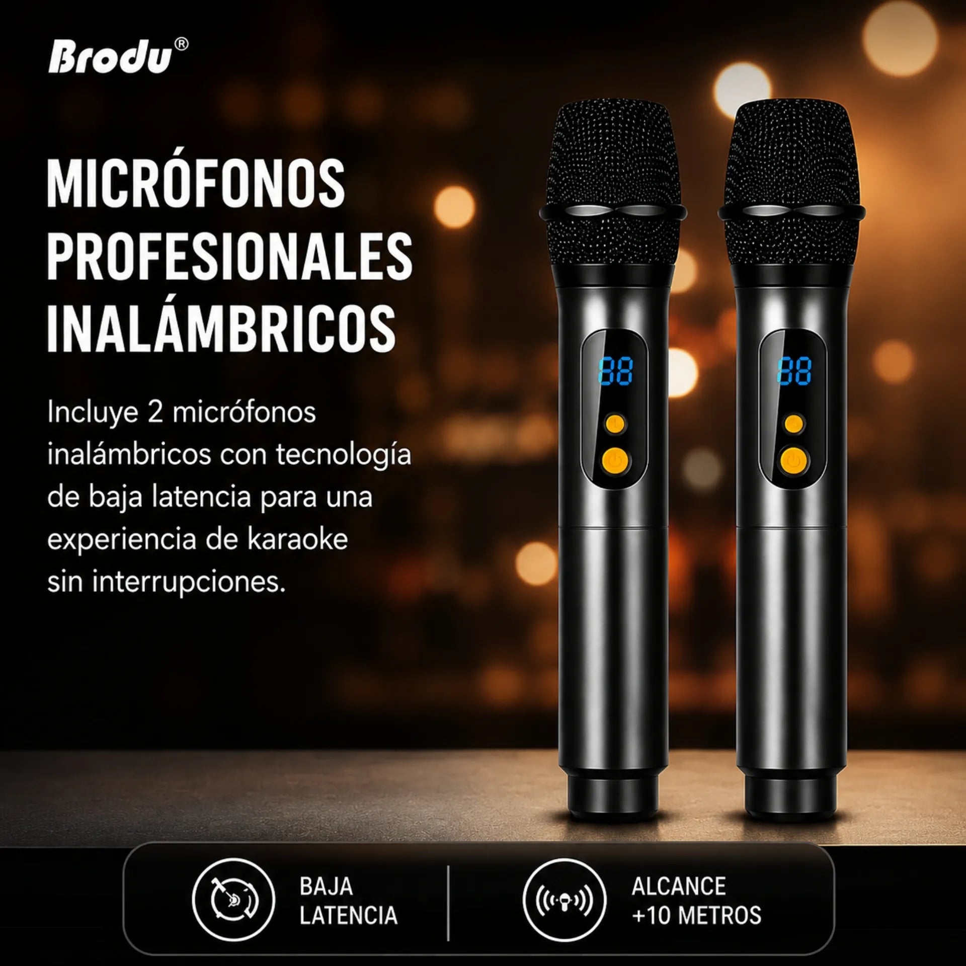 Parlante Karaoke Bluetooth Con Pantalla LED 8 Pulgadas Con 2 Micrófonos RGB Brodu BTS-2239