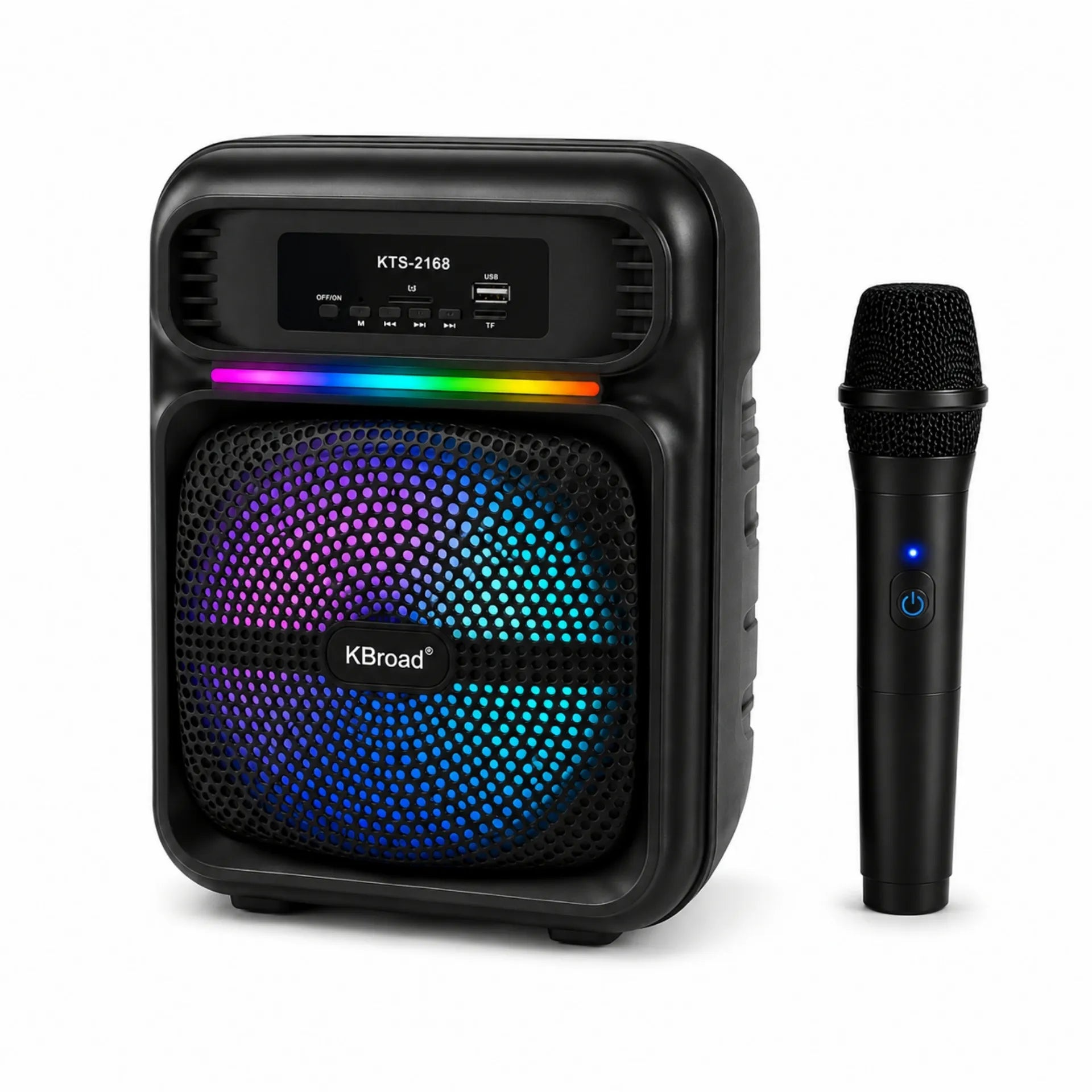 Parlante Bluetooth Portátil 8 Pulgadas Con Micrófono Y Luces LED KTS-2168