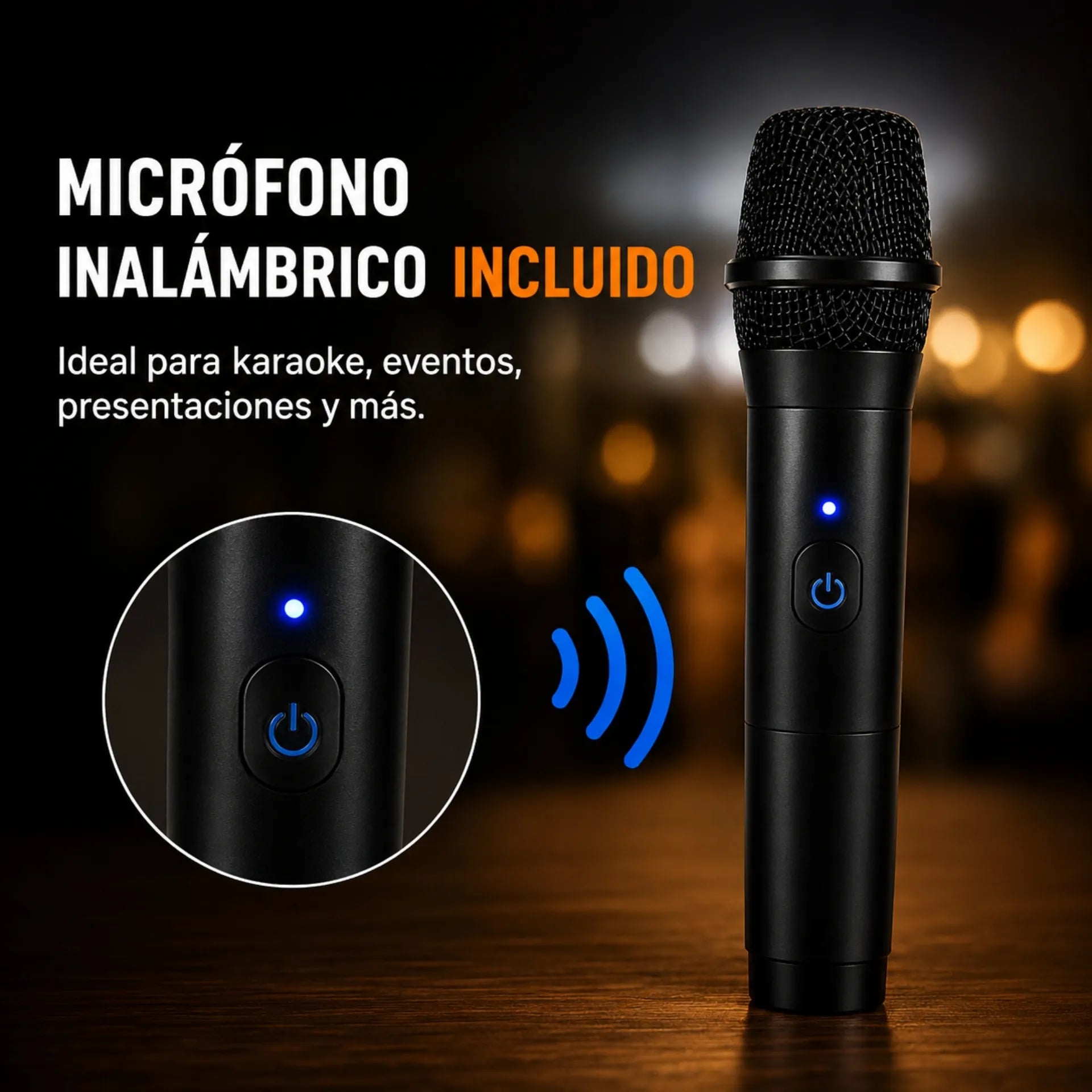 Parlante Bluetooth Portátil 8 Pulgadas Con Micrófono Y Luces LED KTS-2168