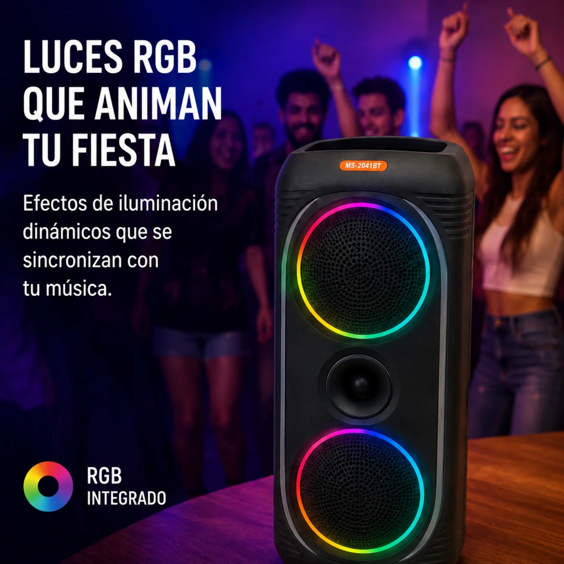 Parlante Cabina Bluetooth De 8 Pulgadas 25W y Retroiluminado MS-2041BT