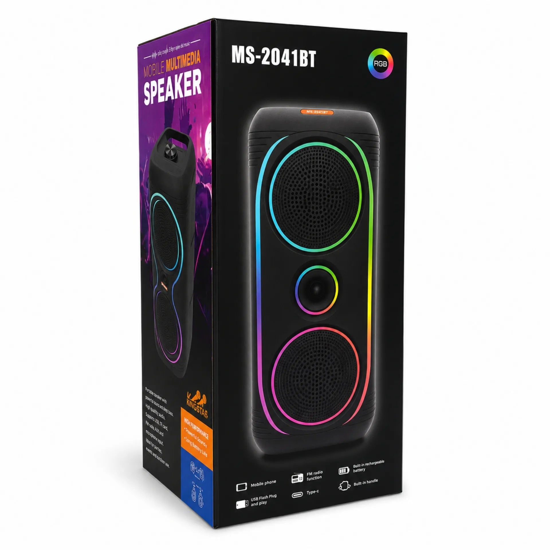Parlante Cabina Bluetooth De 8 Pulgadas 25W y Retroiluminado MS-2041BT