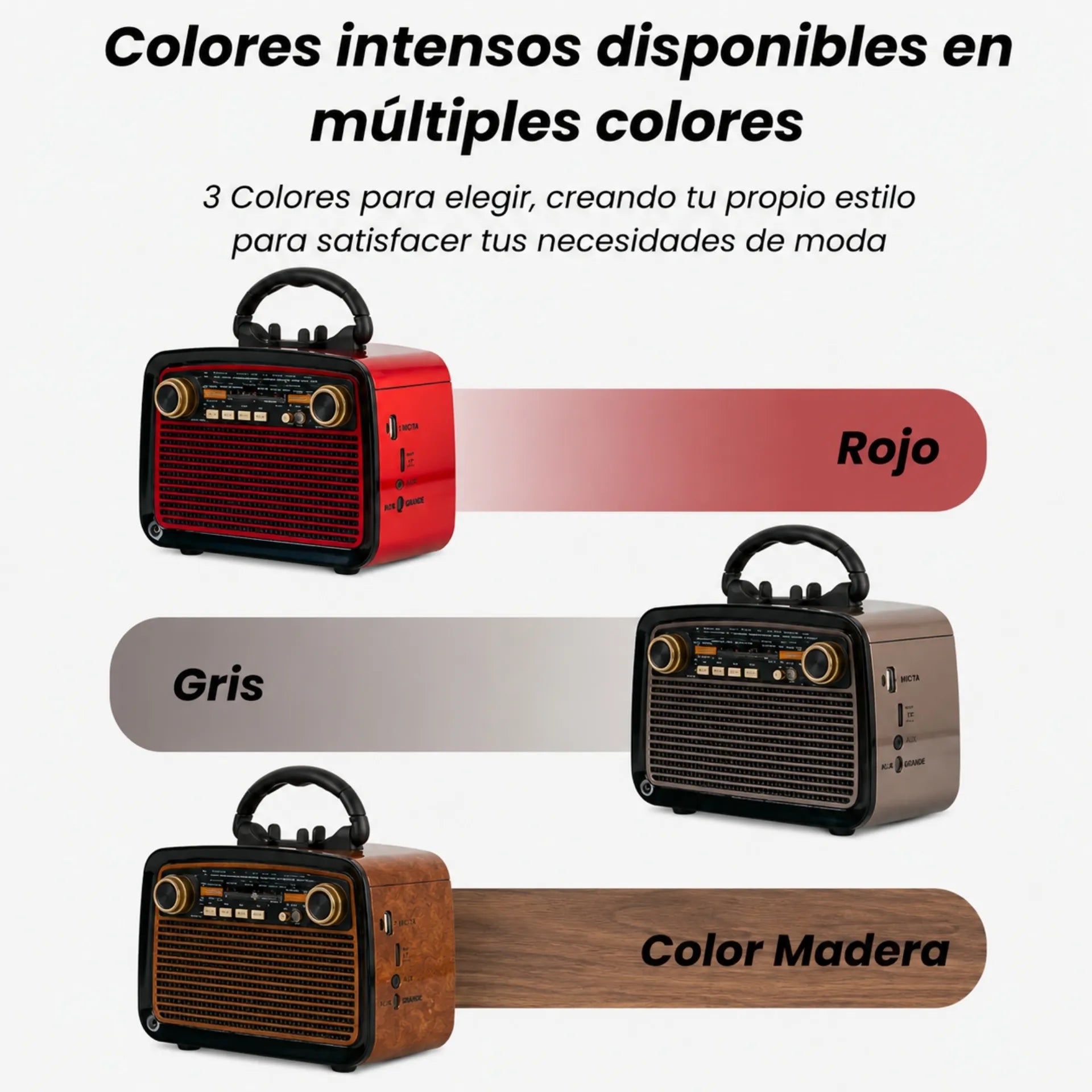 Radio Parlante Retro Vintage Bluetooth Con Radio AM/FM/SW y Luz De Emergencia KTF-1467