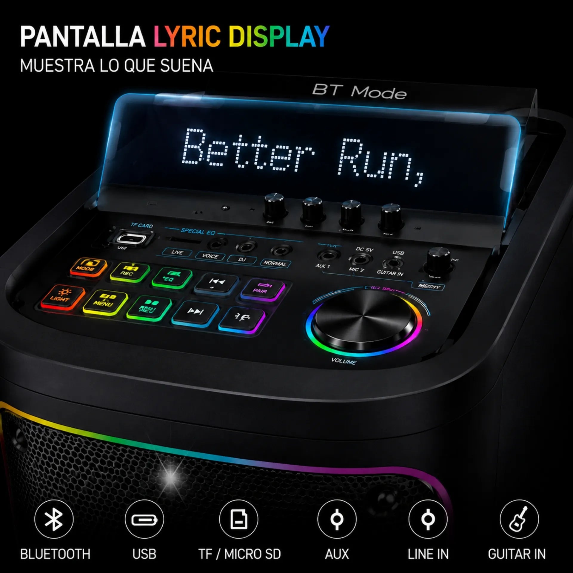 Parlante Cabina Bluetooth Doble Bocina 12 Pulgadas Con Luces RGB y Micrófonos Brodu BTS-2242