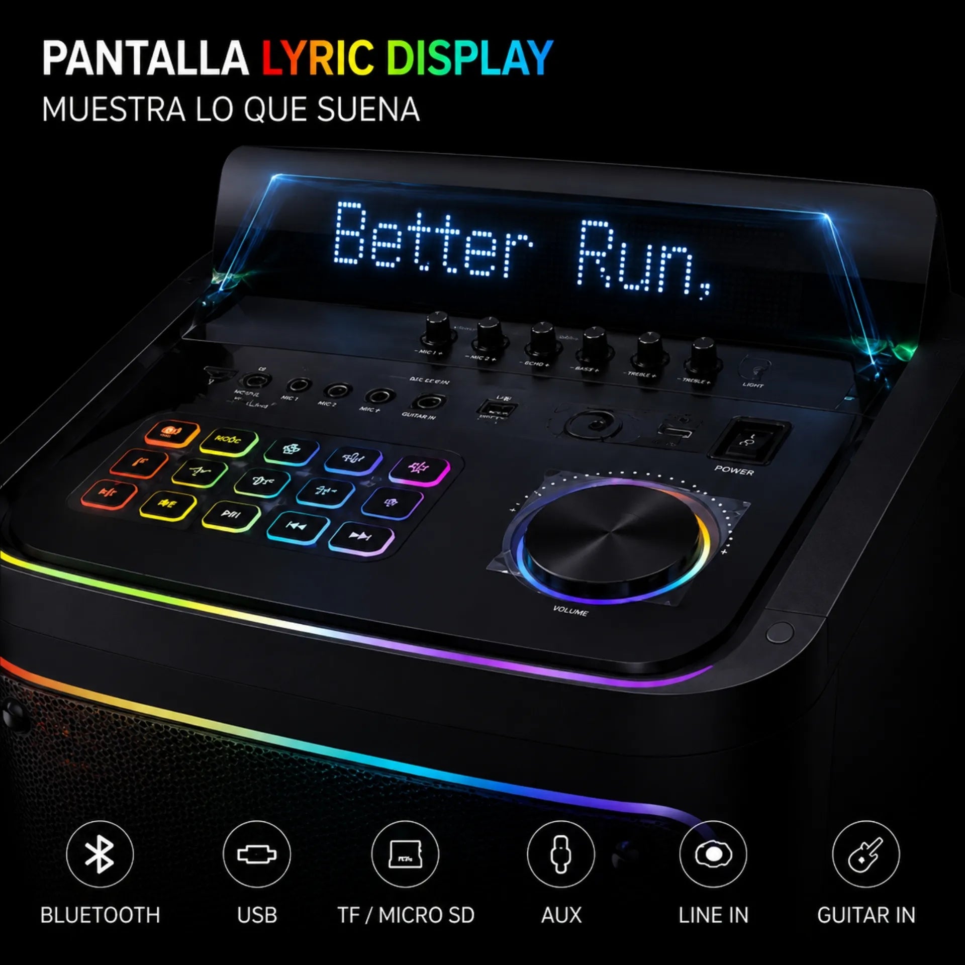 Parlante Cabina Bluetooth Triple Bocina De 12 Pulgadas Con Luces Control y Microfonos RGB Brodu BTS-2272