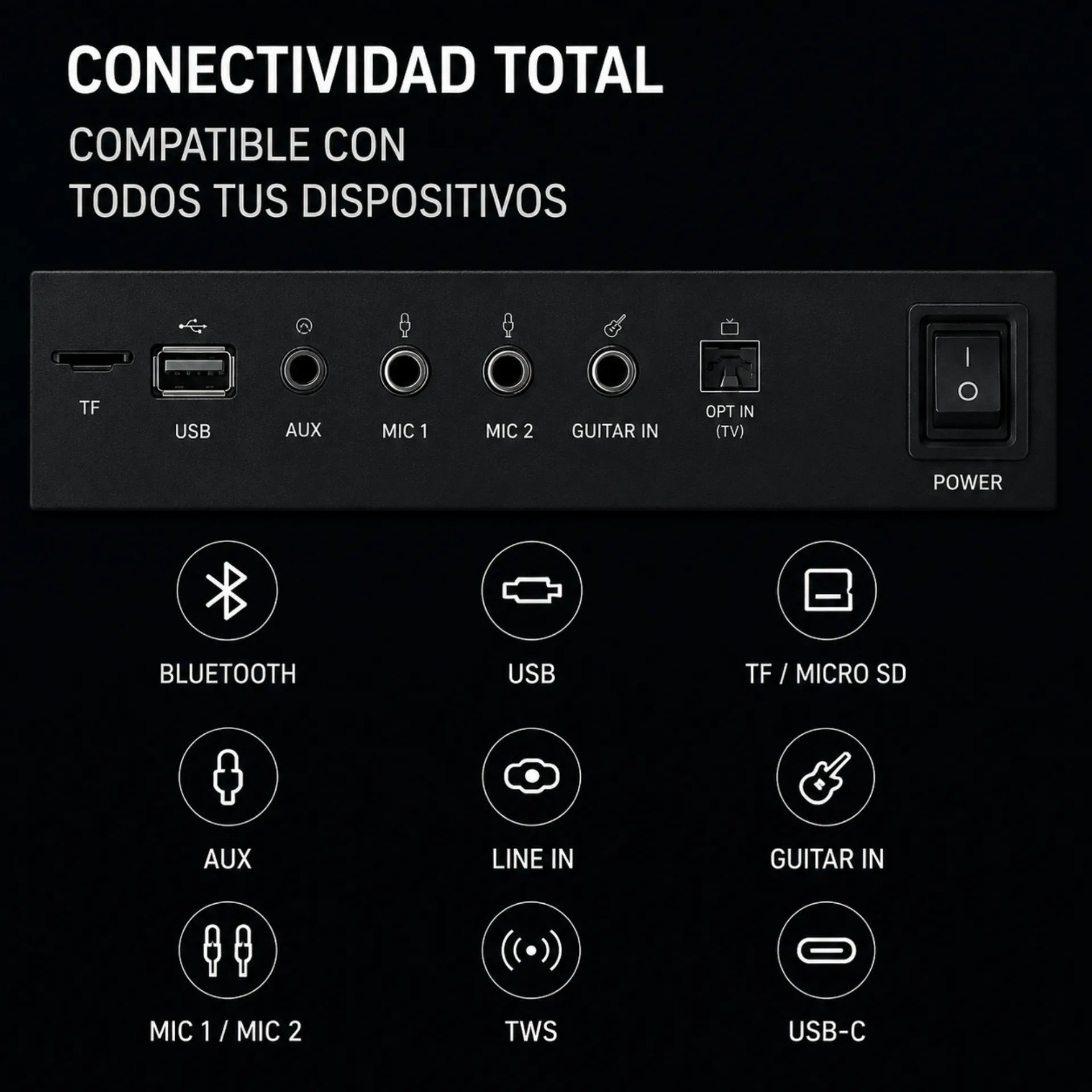 Parlante Cabina Bluetooth Triple Bocina De 12 Pulgadas Con Luces Control y Microfonos RGB Brodu BTS-2272