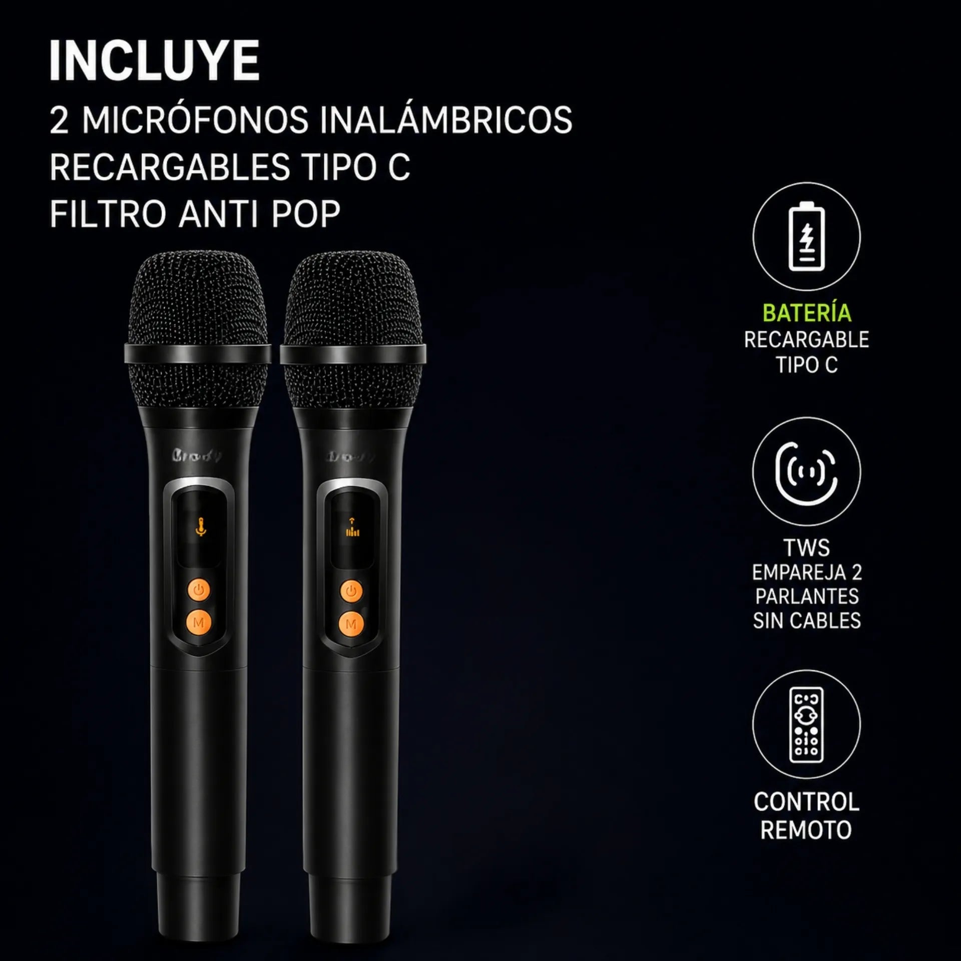 Parlante Cabina Bluetooth Triple Bocina De 12 Pulgadas Con Luces Control y Microfonos RGB Brodu BTS-2272