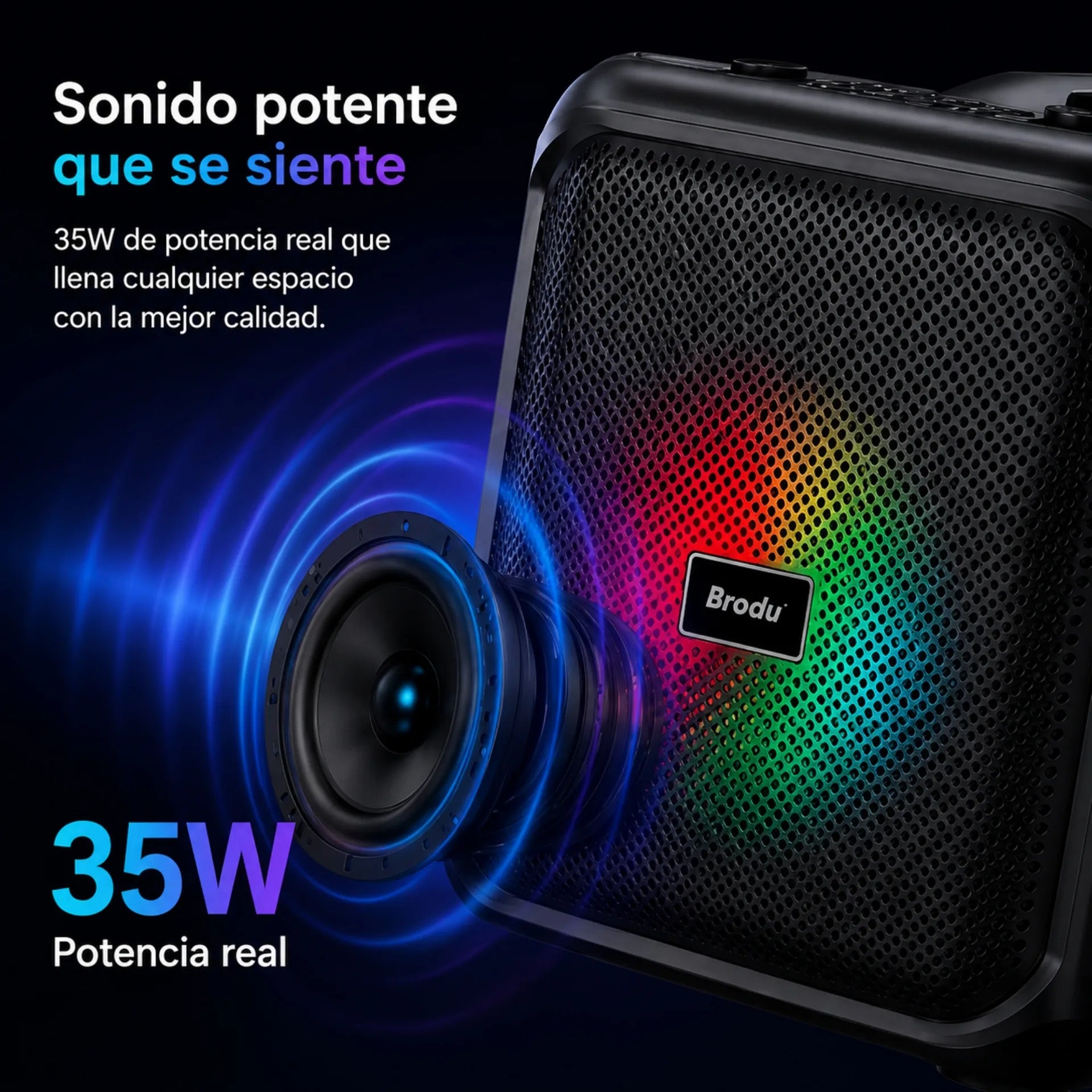 Parlante Cabina Bluetooth 6.5 Pulgadas Con Luces RGB Y 2 Micrófonos Brodu BTS-1933