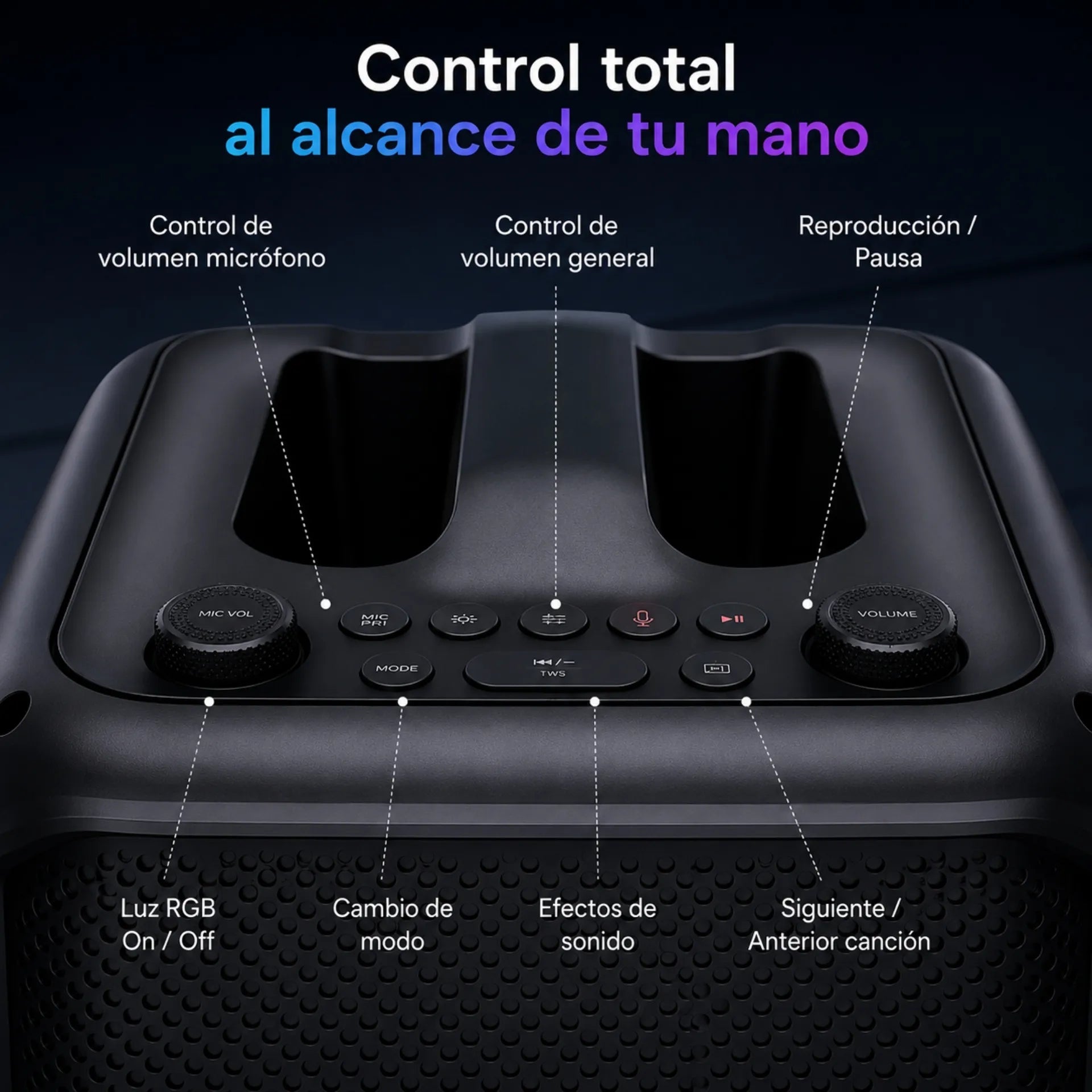 Parlante Cabina Bluetooth 6.5 Pulgadas Con Luces RGB Y 2 Micrófonos Brodu BTS-1933