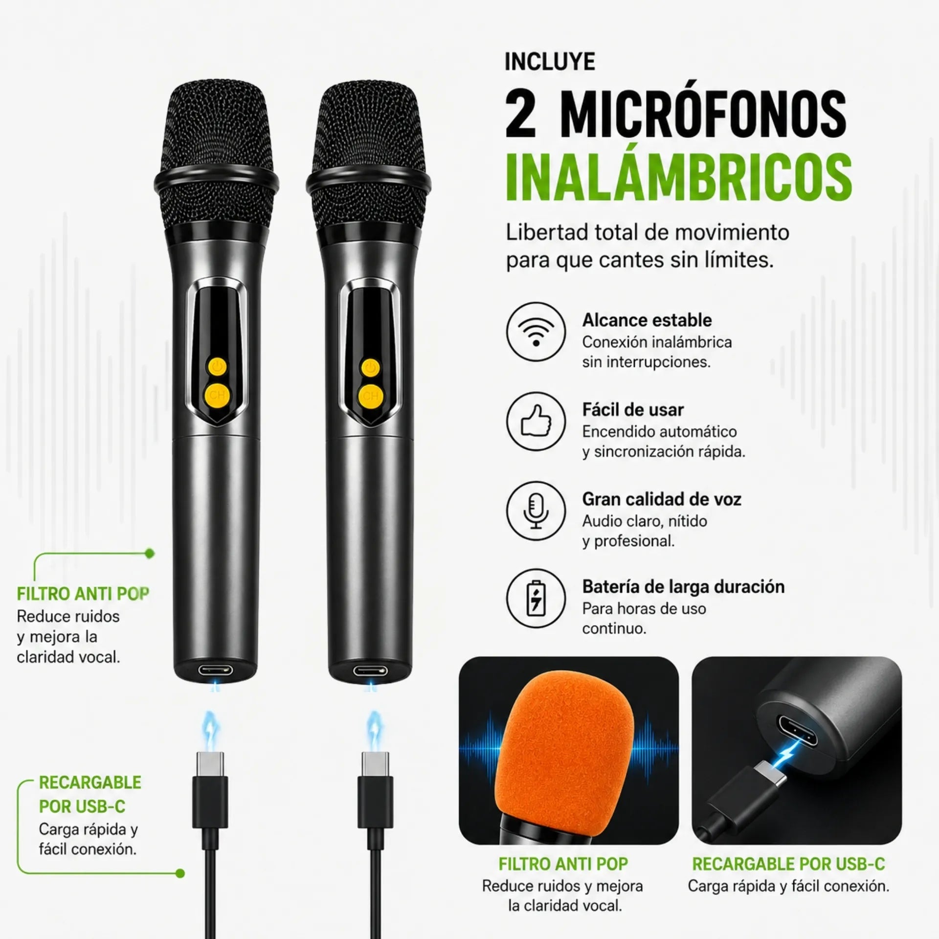 Parlante Cabina Bluetooth 8 Pulgadas Recargable Con Luces RGB Y 2 Micrófonos Brodu BTS-2103