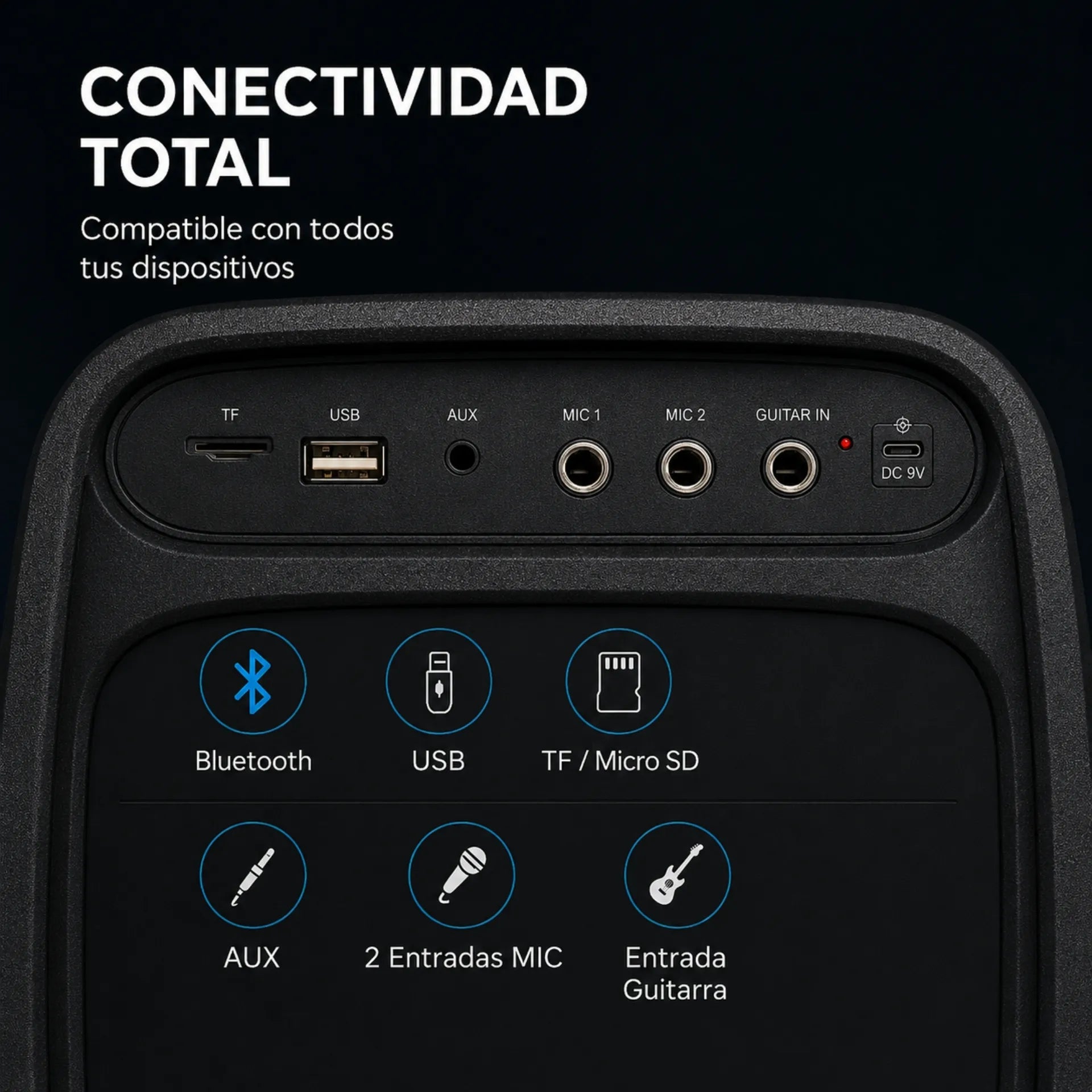 Parlante Cabina Bluetooth Doble Bocina 8 Pulgadas Con Luces RGB Y Micrófonos Brodu BTS-2369