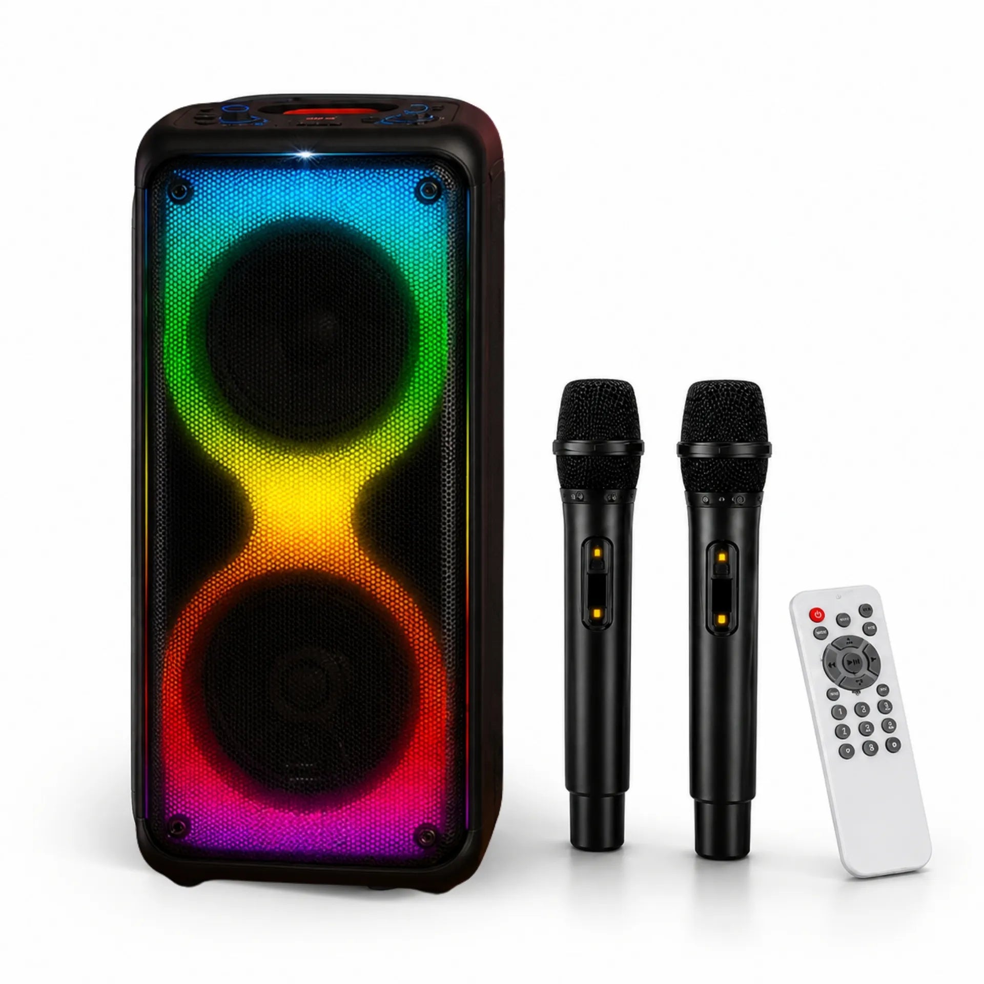 Parlante Cabina Bluetooth Profesional Doble Bocina 8 Pulgadas Con Luces RGB Brodu BTS-1910