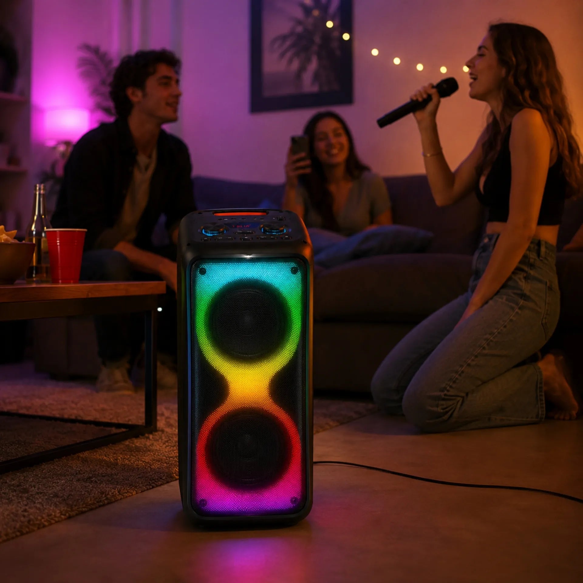 Parlante Cabina Bluetooth Profesional Doble Bocina 8 Pulgadas Con Luces RGB Brodu BTS-1910