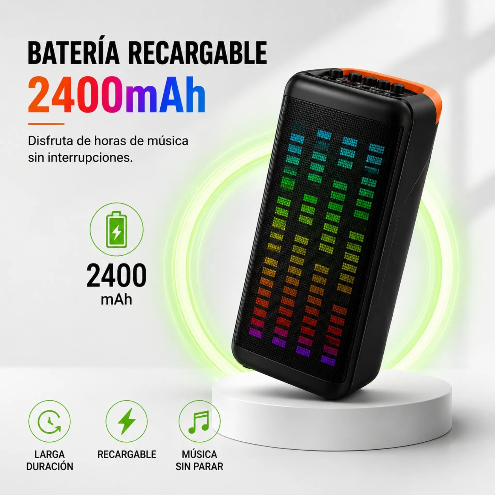 Parlante Cabina Bluetooth Torre 8 Pulgadas Con Luces RGB y Micrófono Kbroad KTS-1760