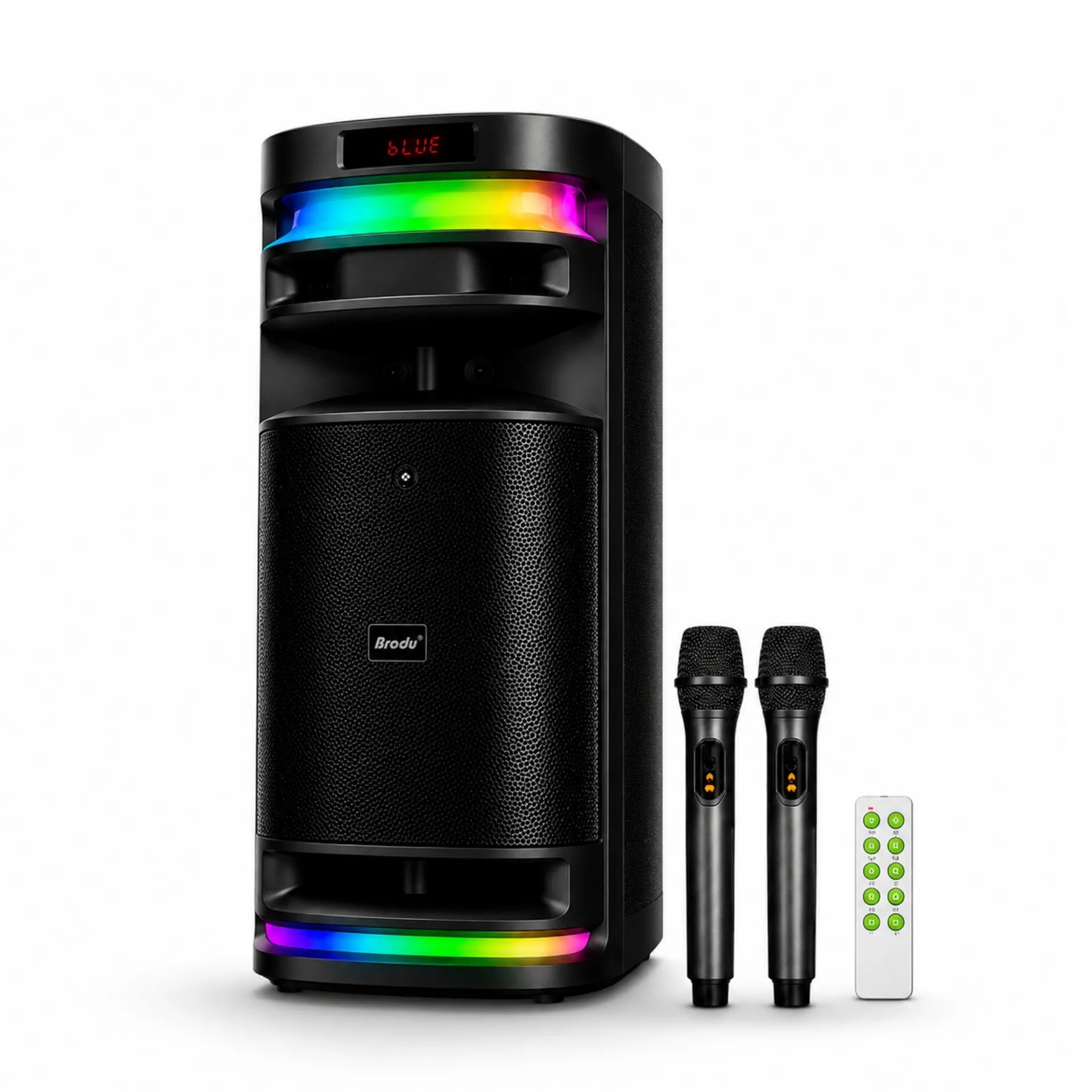 Parlante Cabina Bluetooth Karaoke De 8 Pulgadas Con Luces RGB Y Dos Micrófonos Brodu BTS-2250