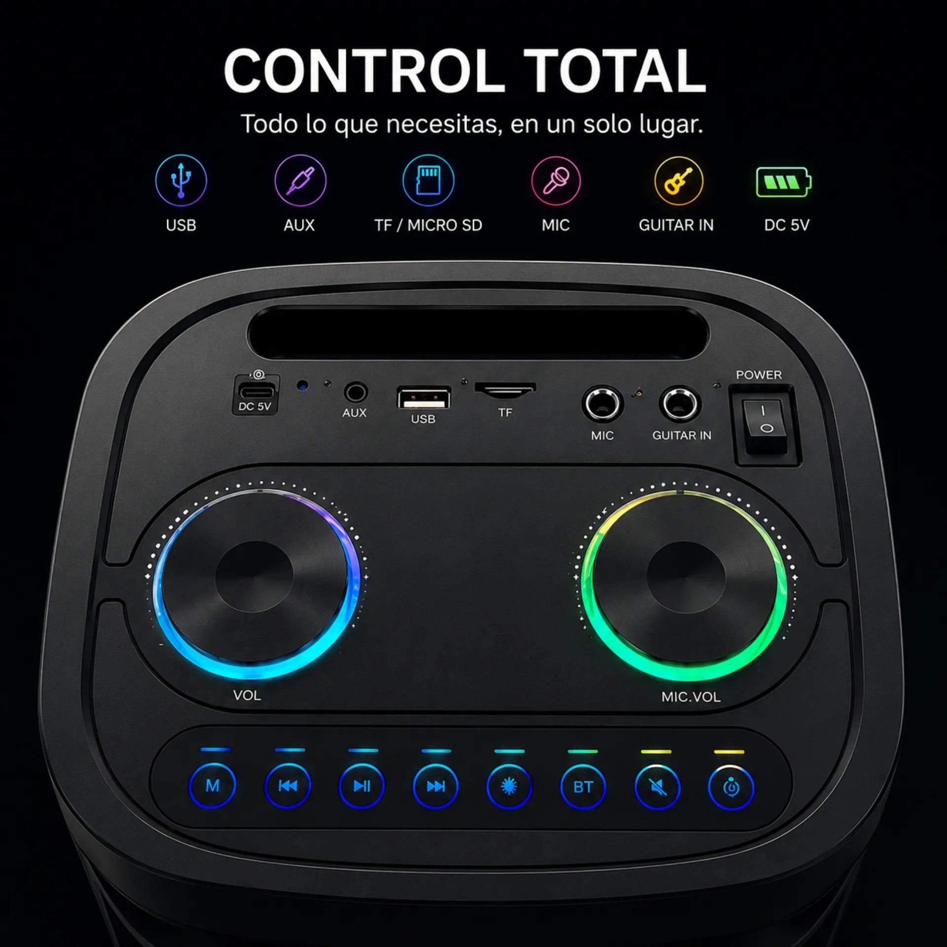 Parlante Cabina Bluetooth Karaoke De 8 Pulgadas Con Luces RGB Y Dos Micrófonos Brodu BTS-2250