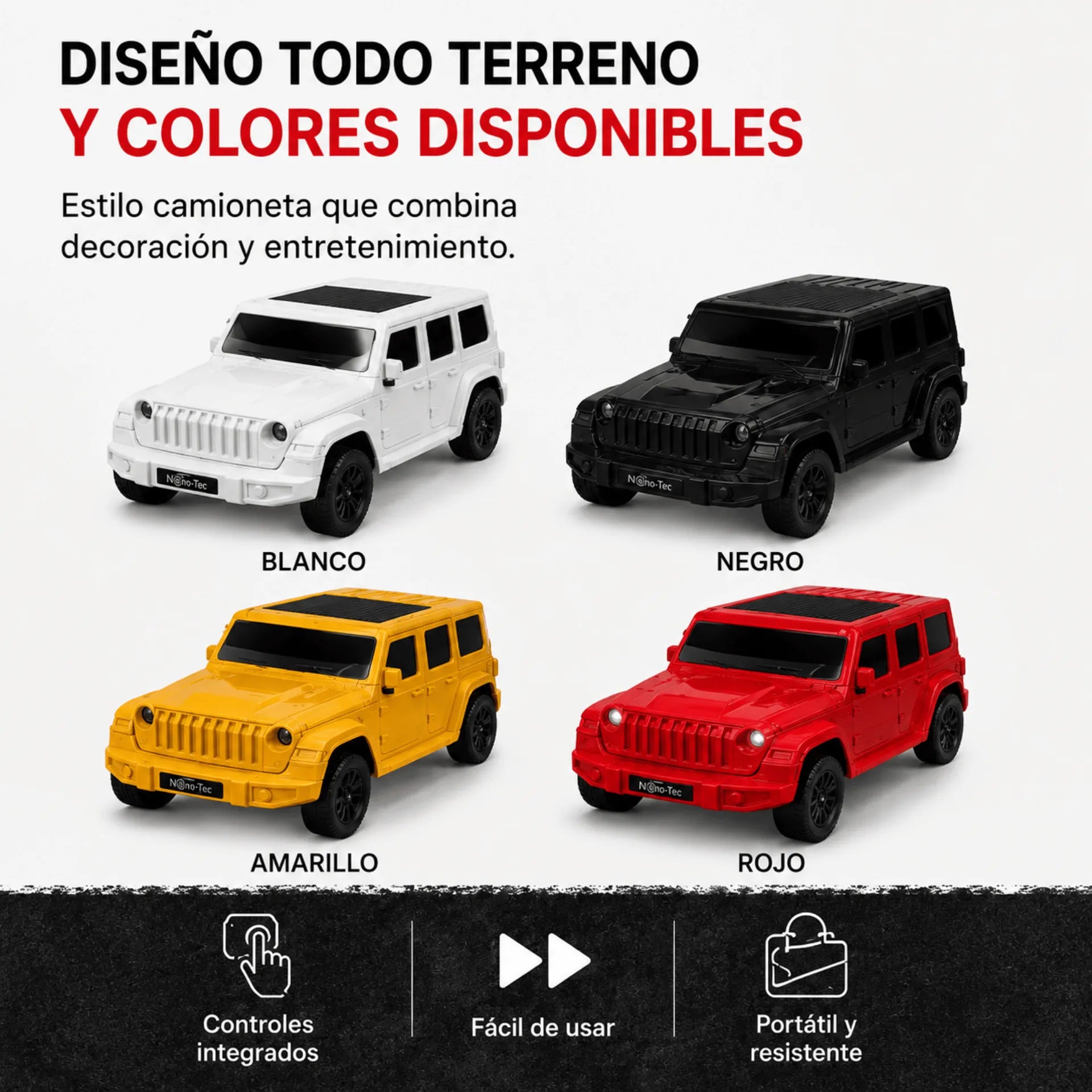 Parlante Bluetooth Tipo Camioneta Nano-Tec 10W Con Luces RGB NT-P2469