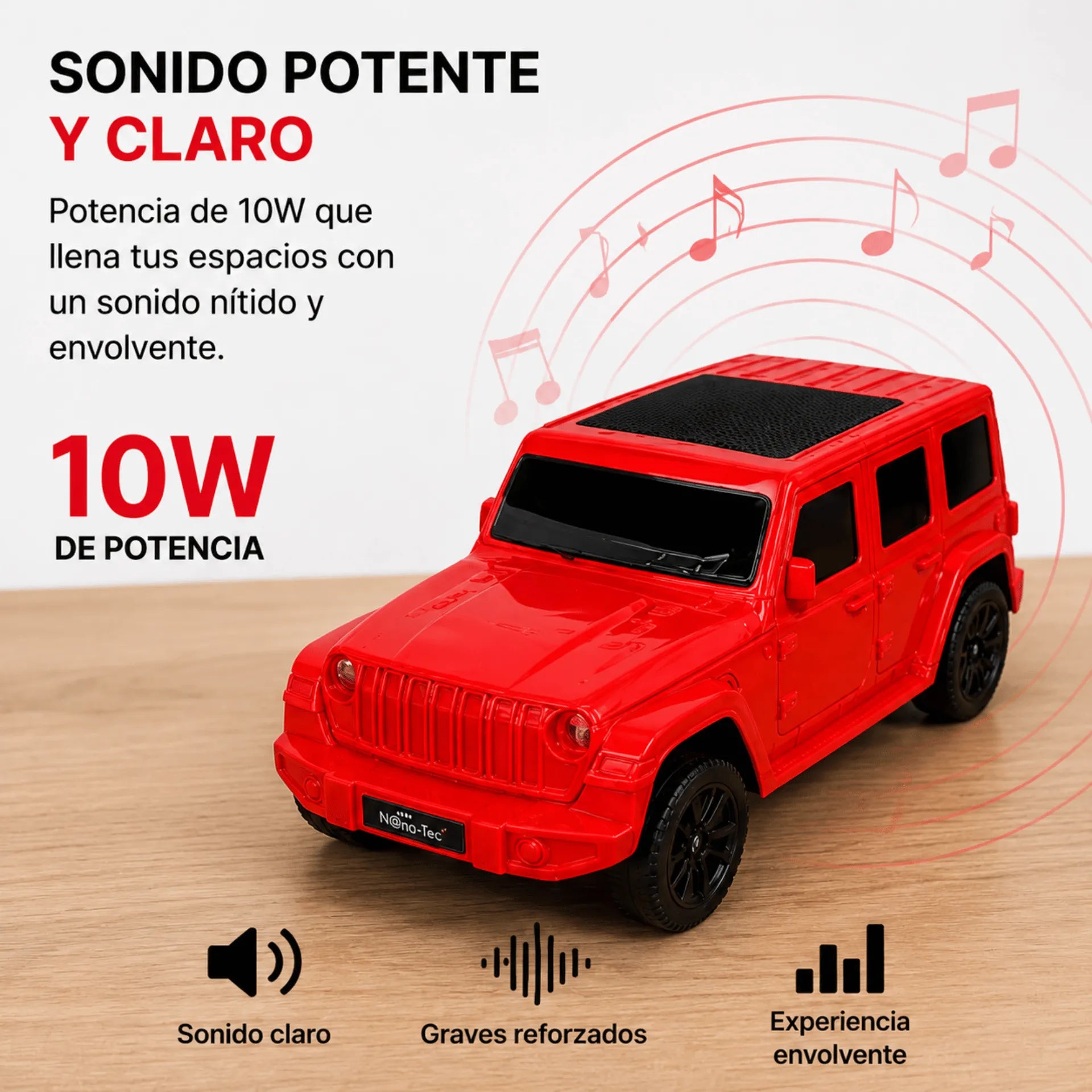Parlante Bluetooth Tipo Camioneta Nano-Tec 10W Con Luces RGB NT-P2469
