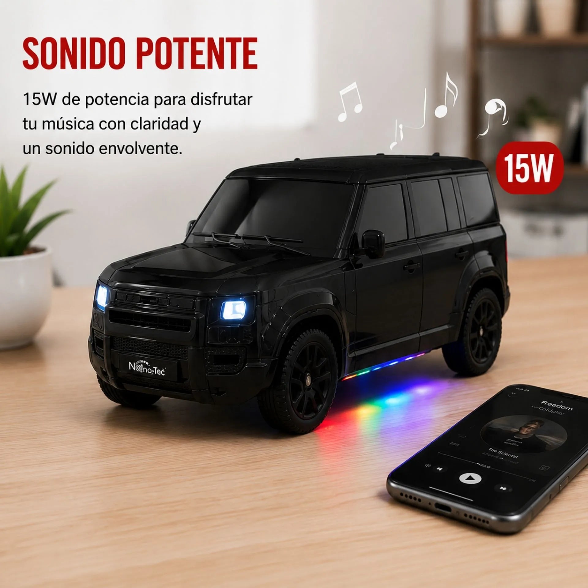 Parlante Bluetooth Tipo Camioneta Nano-Tec Con Luces LED, FM, USB Y 15W NT-P2463