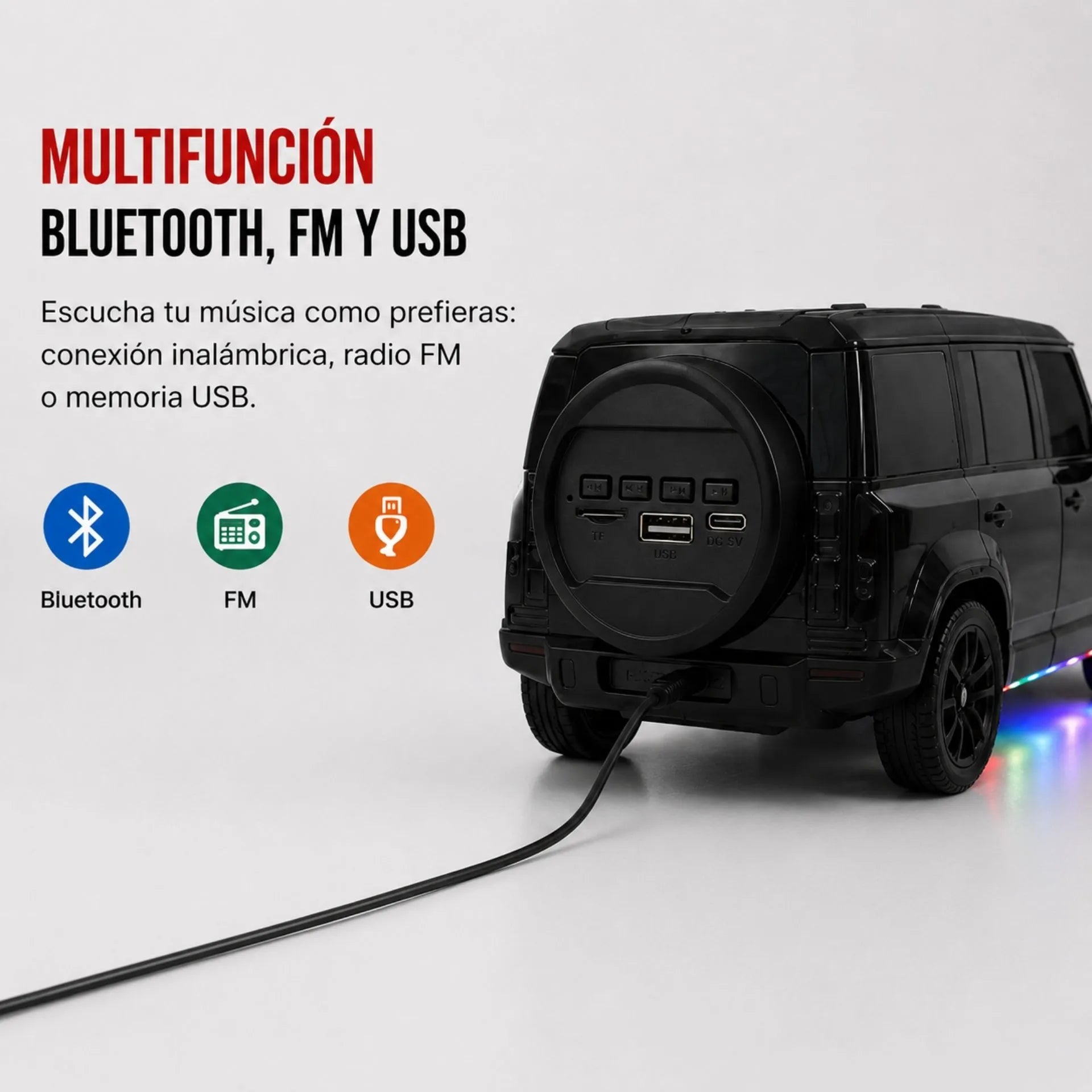 Parlante Bluetooth Tipo Camioneta Nano-Tec Con Luces LED, FM, USB Y 15W NT-P2463