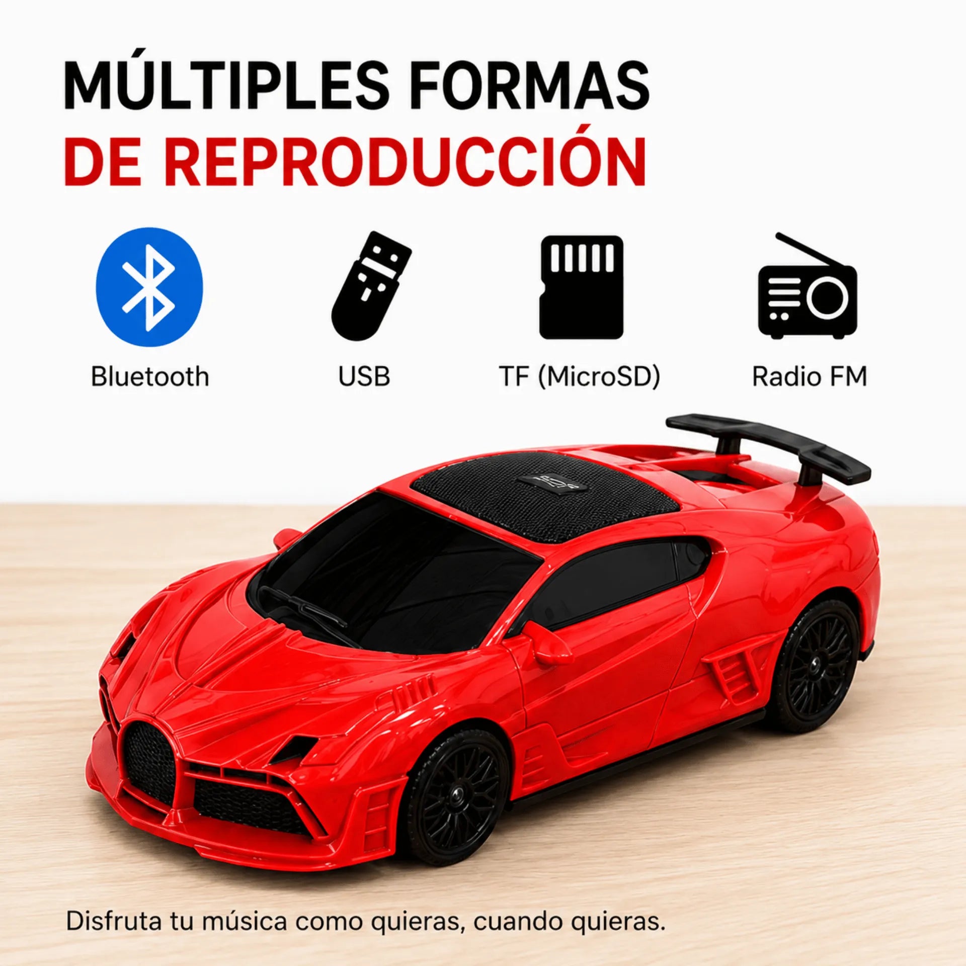 Parlante Bluetooth Tipo Carro Deportivo Nano-Tec 10W Con Luces RGB NT-P2468