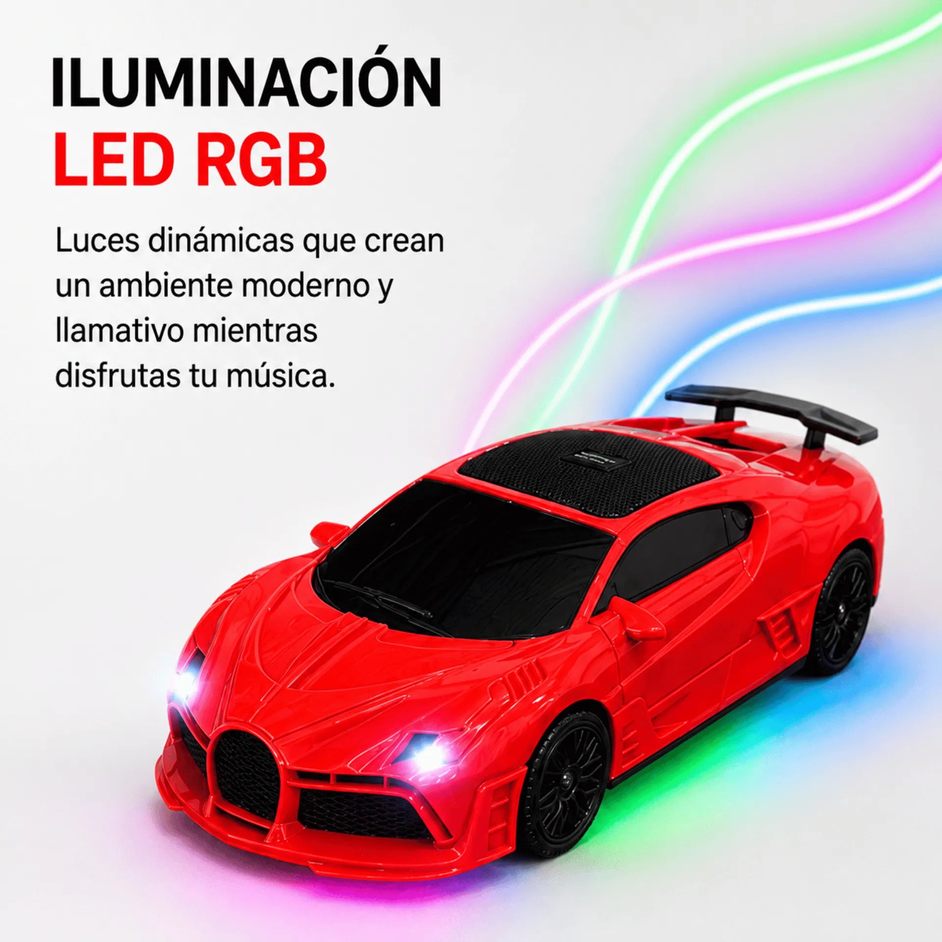 Parlante Bluetooth Tipo Carro Deportivo Nano-Tec 10W Con Luces RGB NT-P2468