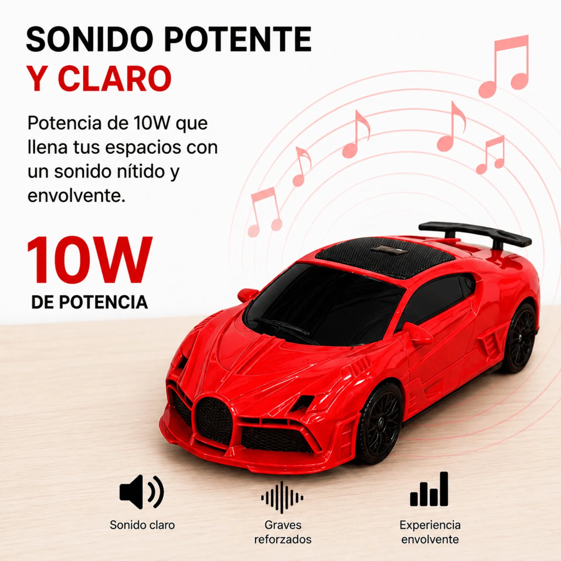 Parlante Bluetooth Tipo Carro Deportivo Nano-Tec 10W Con Luces RGB NT-P2468