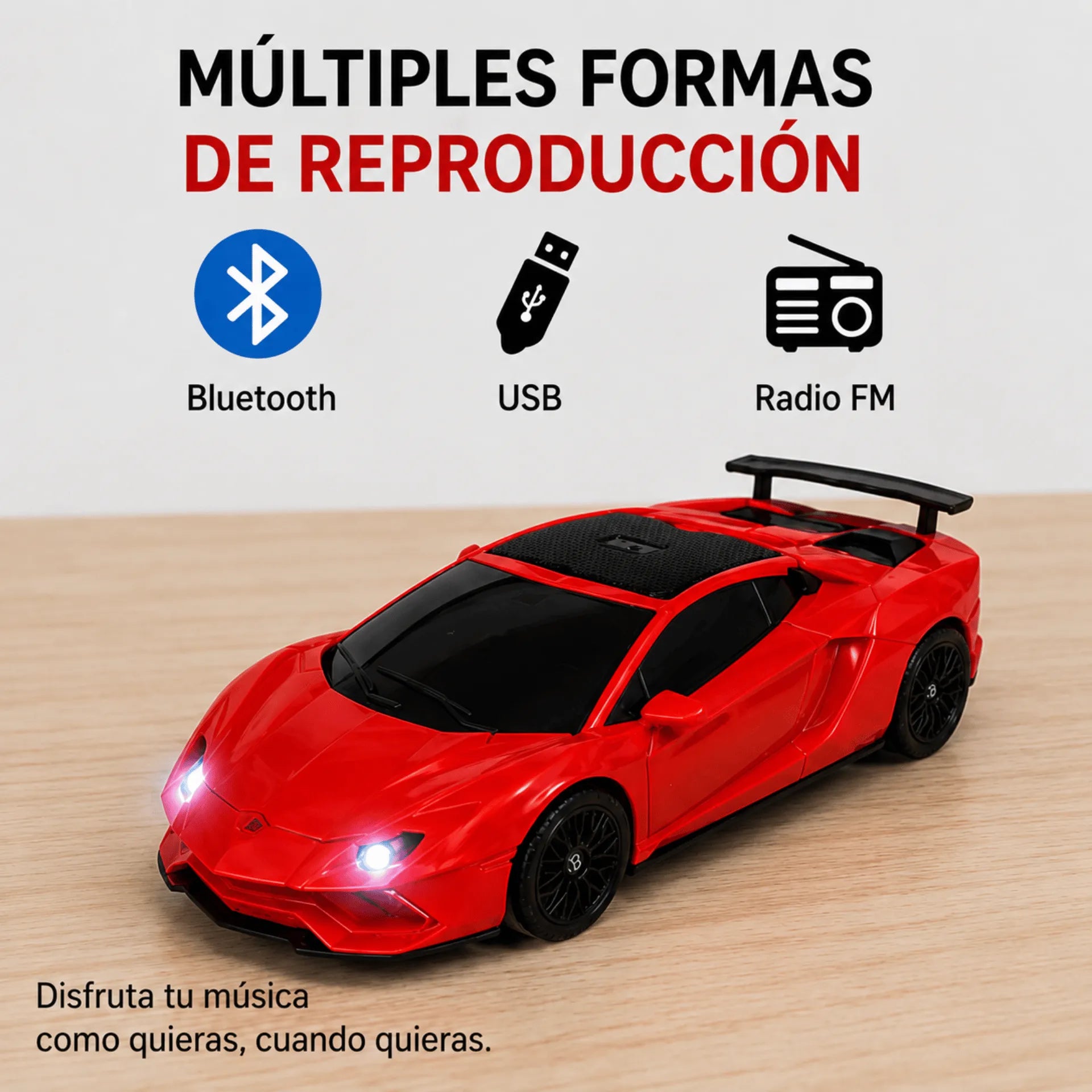 Parlante Bluetooth Tipo Carro Deportivo Nano-Tec 10W Con Luces RGB NT-P2450