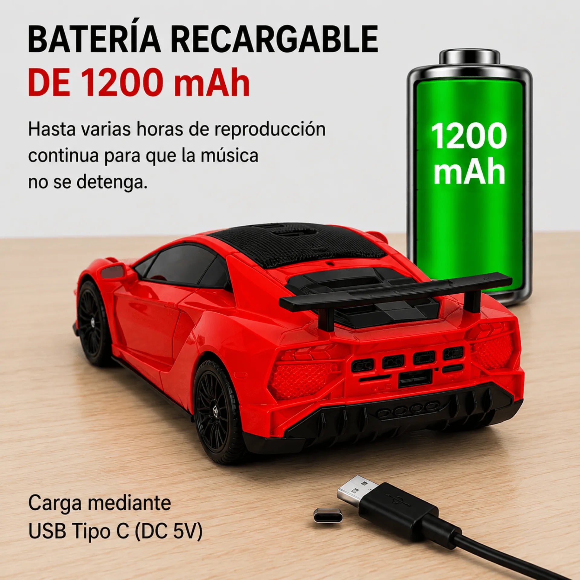Parlante Bluetooth Tipo Carro Deportivo Nano-Tec 10W Con Luces RGB NT-P2450
