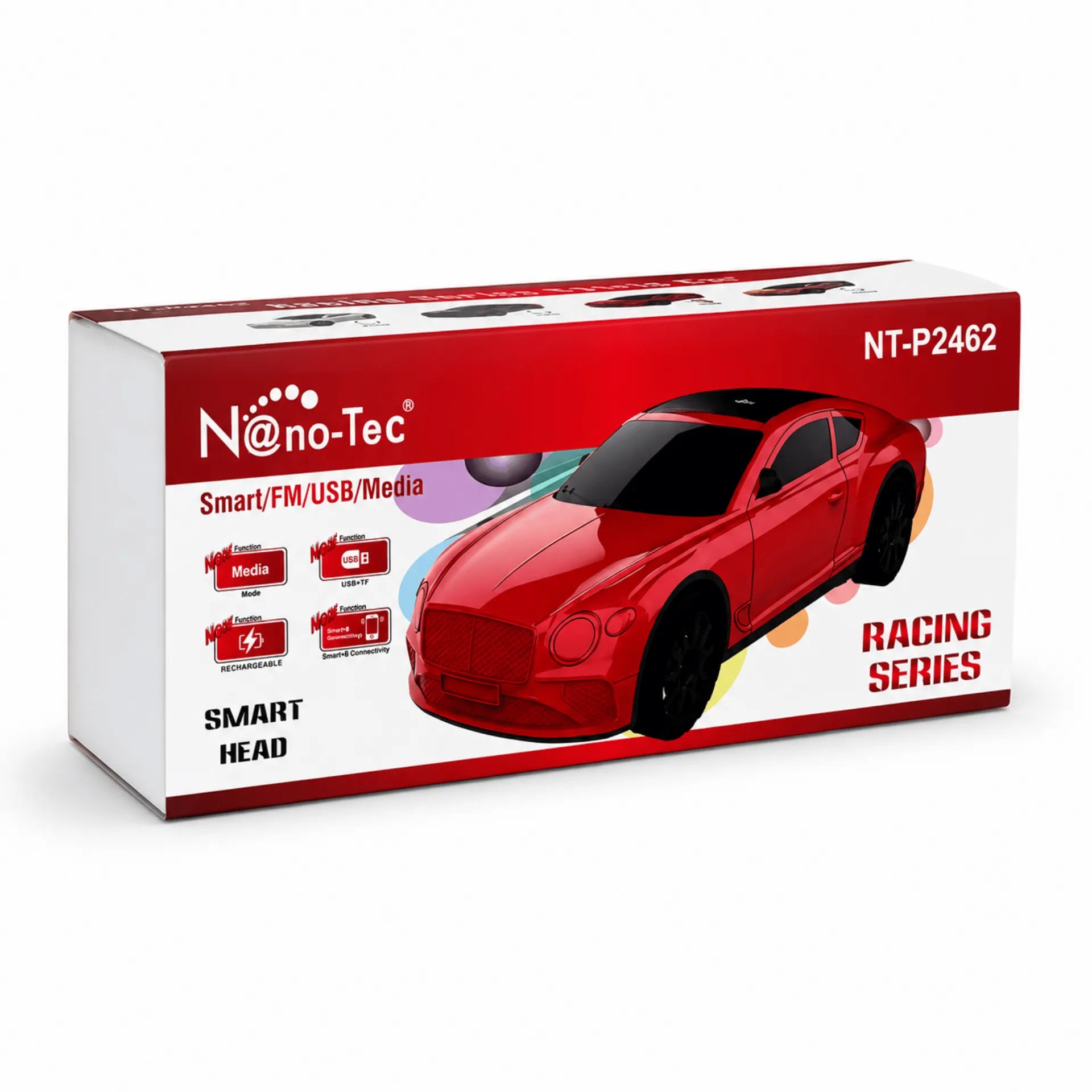 Parlante Bluetooth Tipo Carro Deportivo Nano-Tec 10W Con Luces RGB NT-P2462