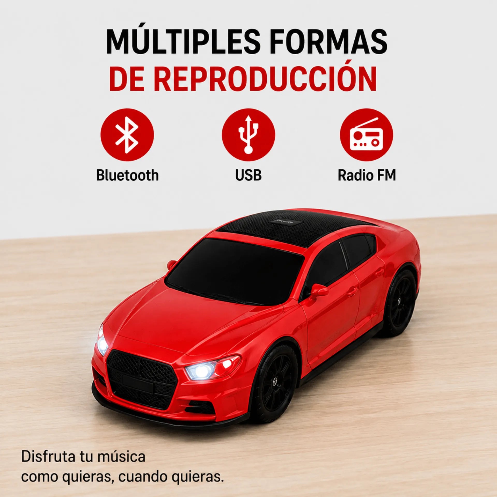Parlante Bluetooth Tipo Carro Deportivo Nano-Tec 10W Con Luces RGB NT-P2462