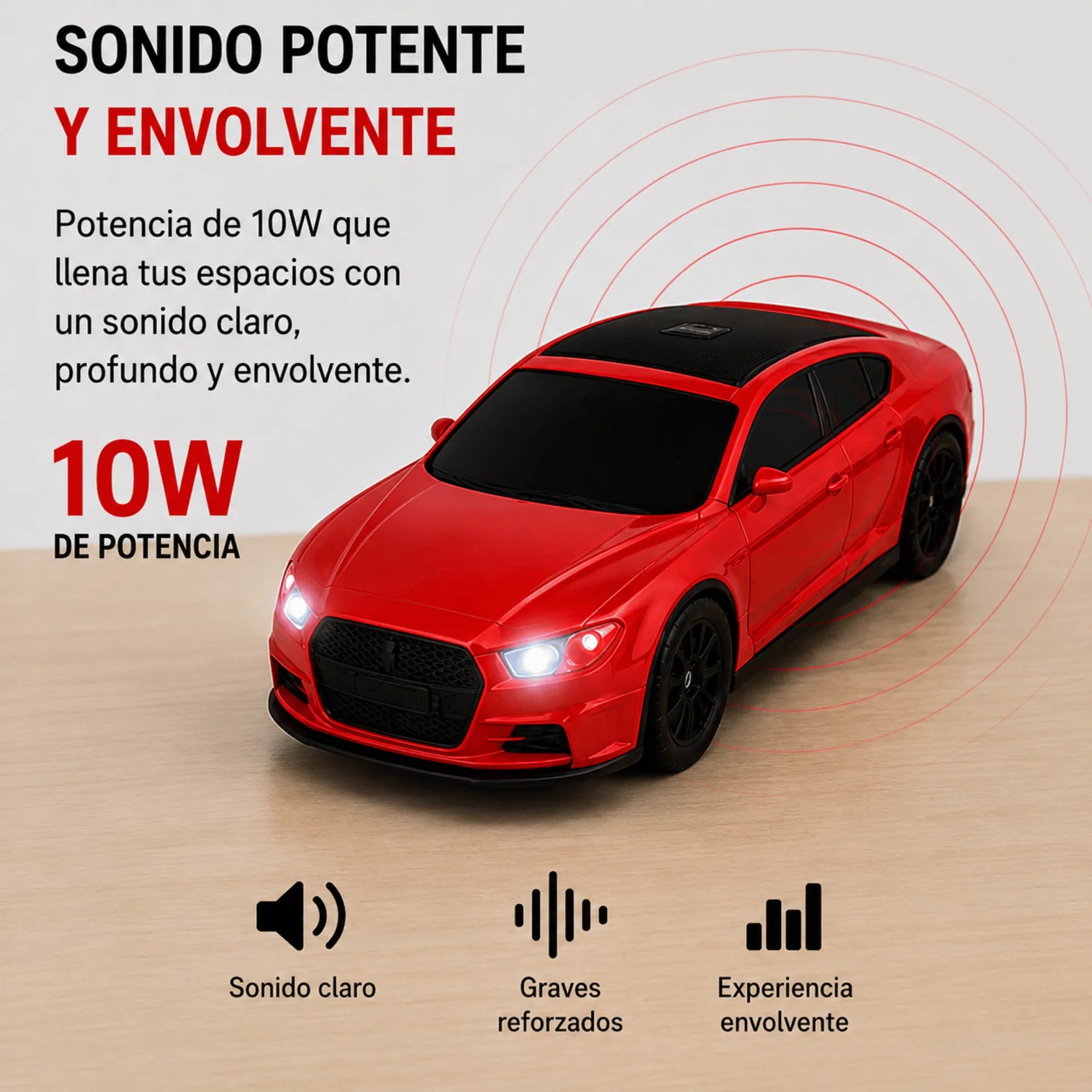 Parlante Bluetooth Tipo Carro Deportivo Nano-Tec 10W Con Luces RGB NT-P2462