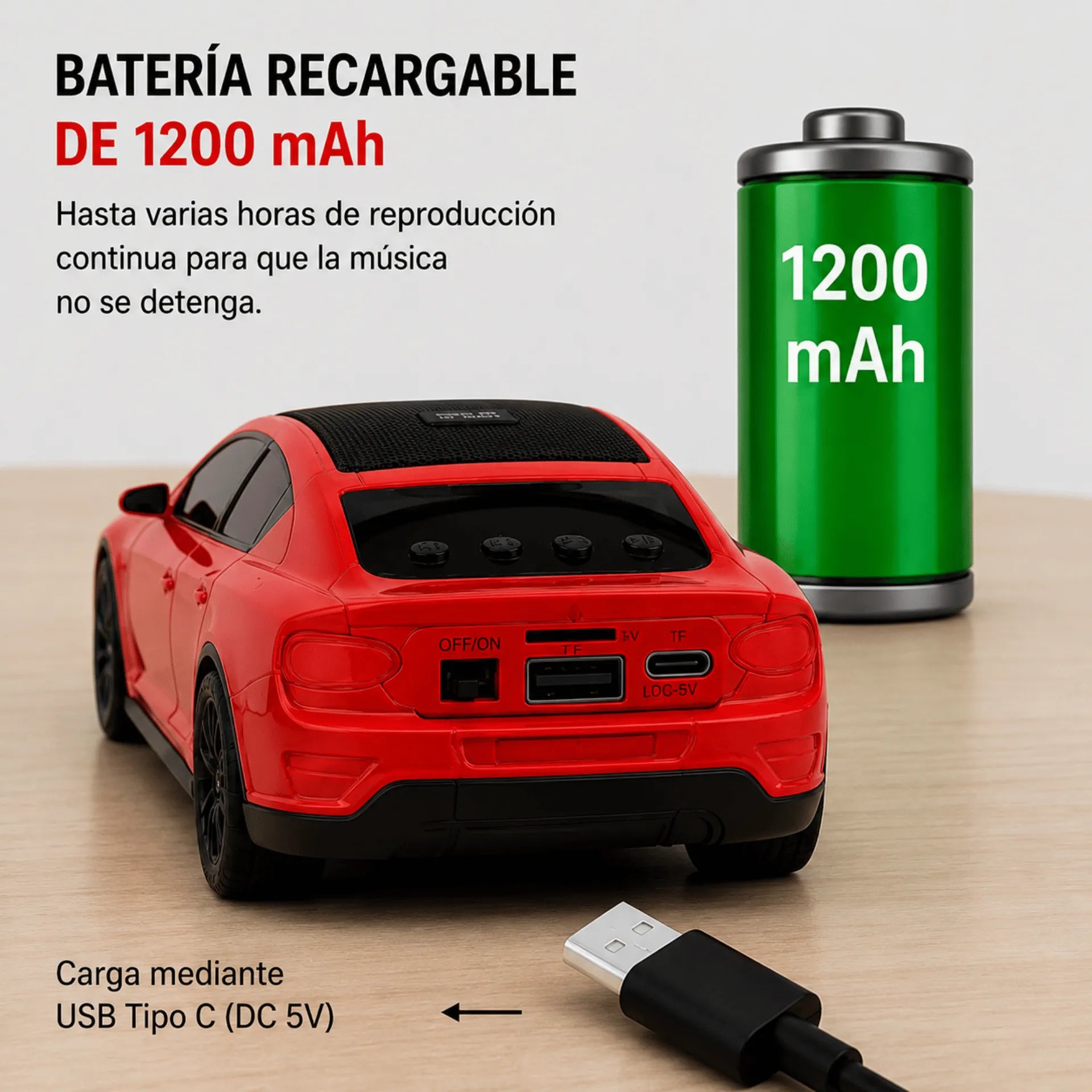 Parlante Bluetooth Tipo Carro Deportivo Nano-Tec 10W Con Luces RGB NT-P2462