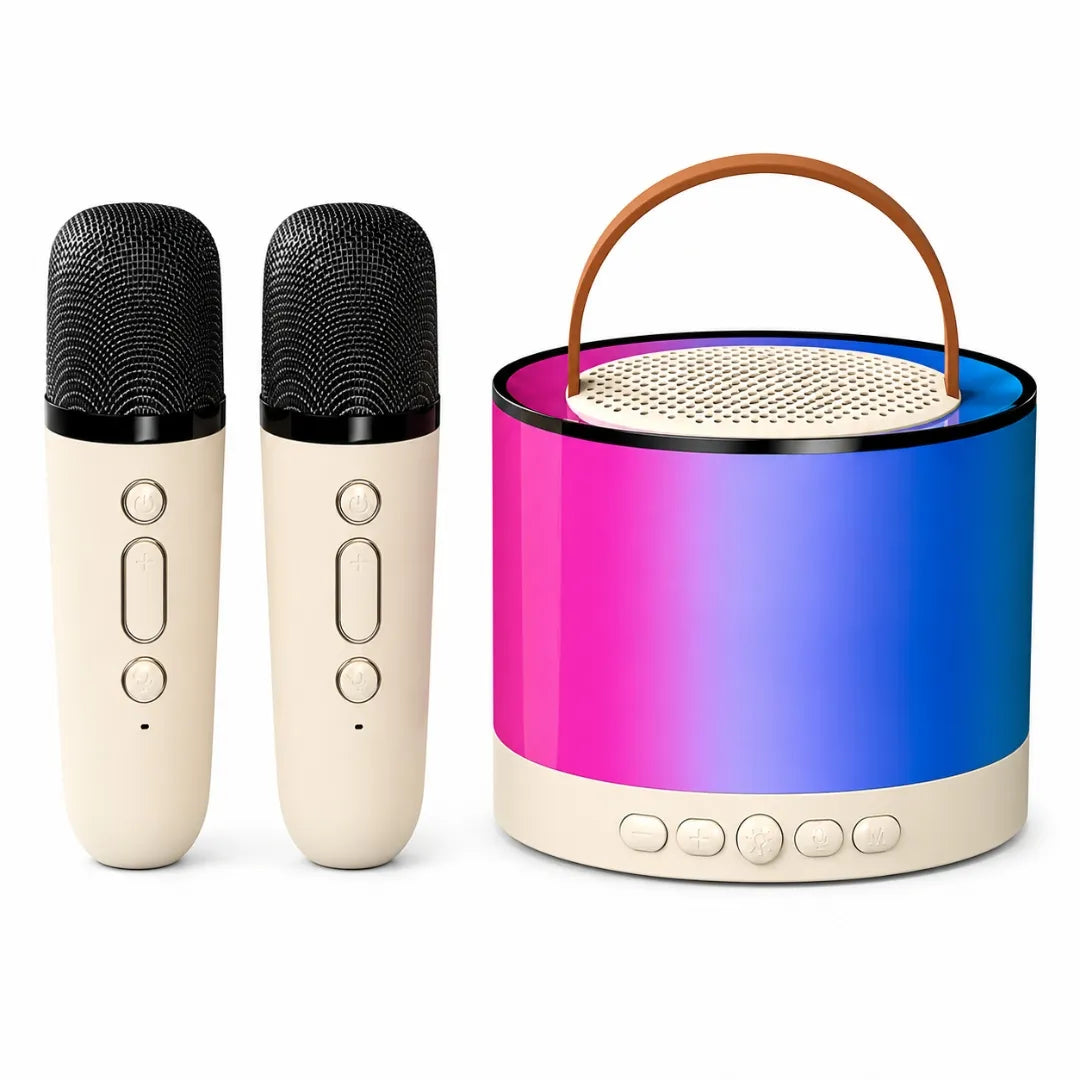 Parlante De Karaoke Con 2 Micrófonos Inalámbricos 5W Bluetooth Luces LED Baihuo City MY-7362