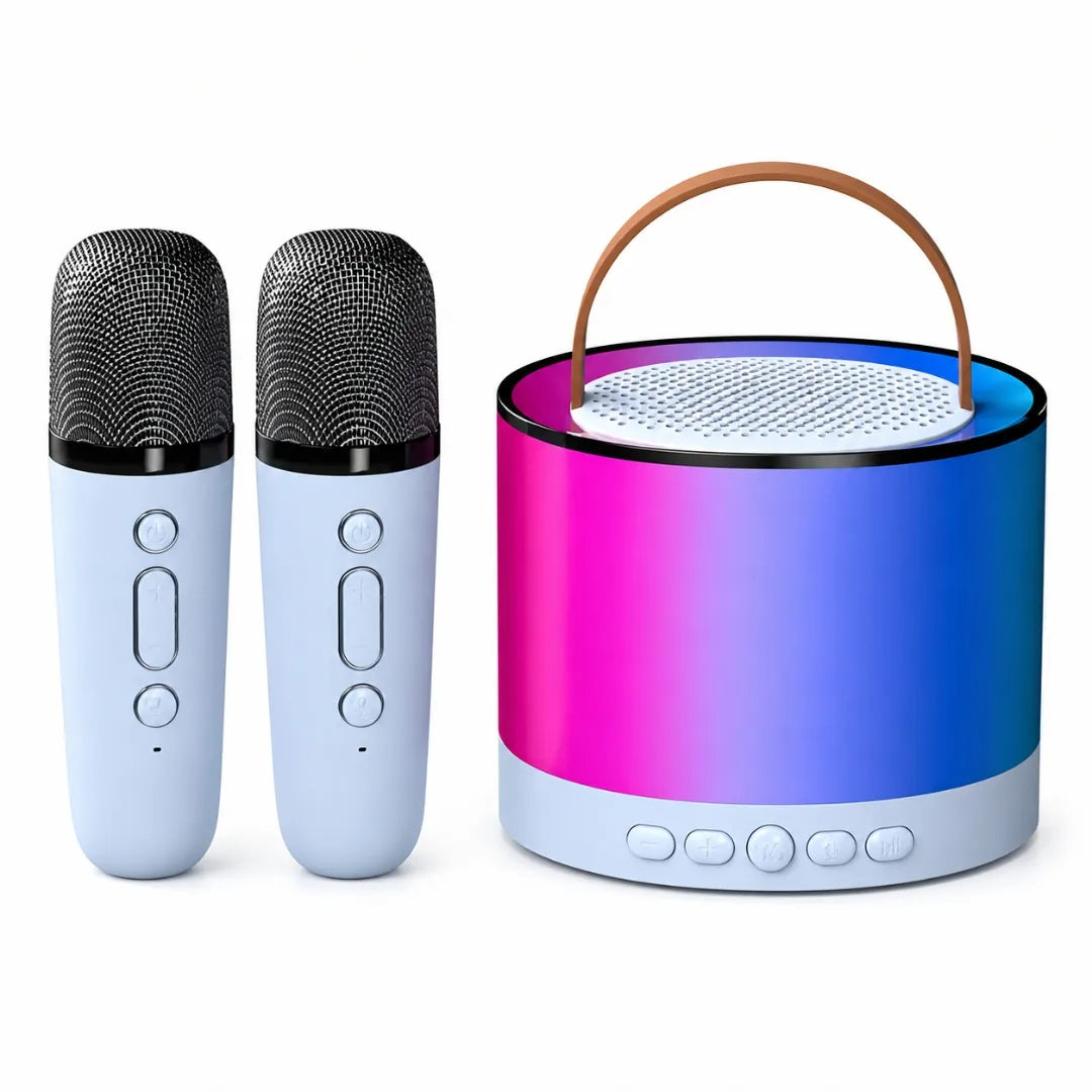 Parlante De Karaoke Con 2 Micrófonos Inalámbricos 5W Bluetooth Luces LED Baihuo City MY-7362