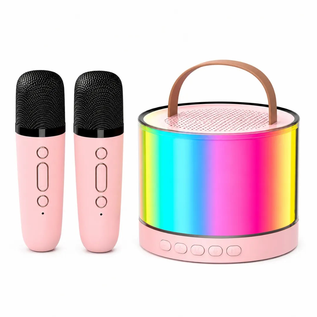 Parlante De Karaoke Con 2 Micrófonos Inalámbricos 5W Bluetooth Luces LED Baihuo City MY-7362