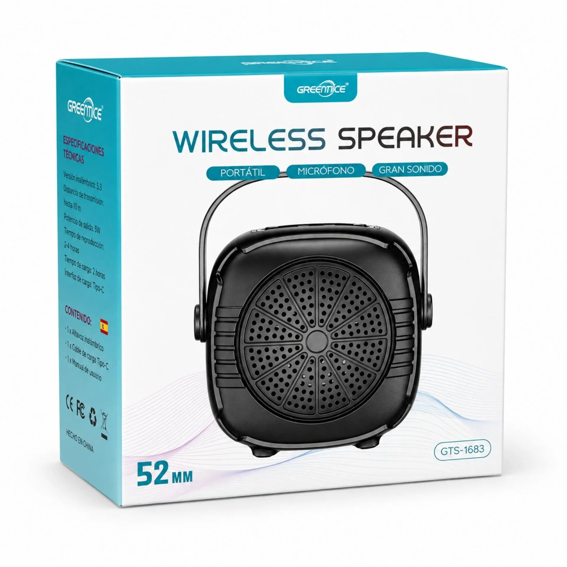 Mini Parlante Bluetooth Portátil Recargable 5W GREATNICE GTS-1683