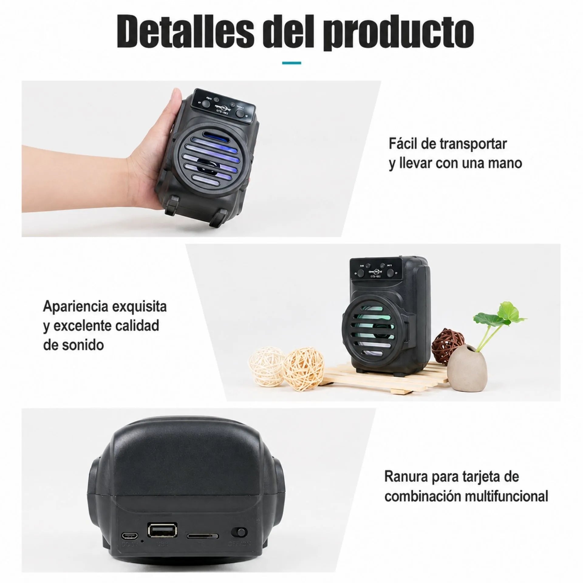 Parlante Bluetooth Portátil Recargable 5W GREATNICE GTS-1961