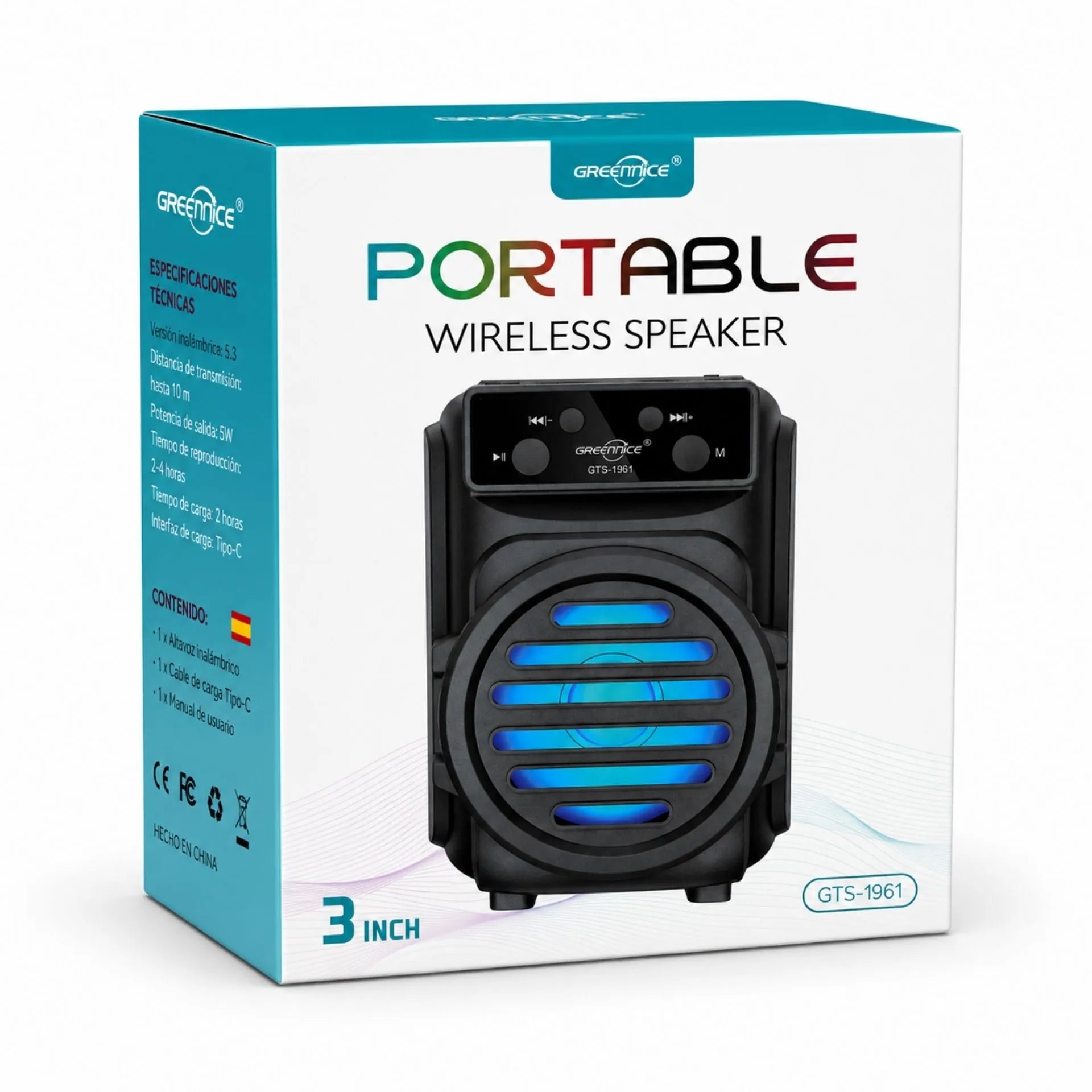 Parlante Bluetooth Portátil Recargable 5W GREATNICE GTS-1961