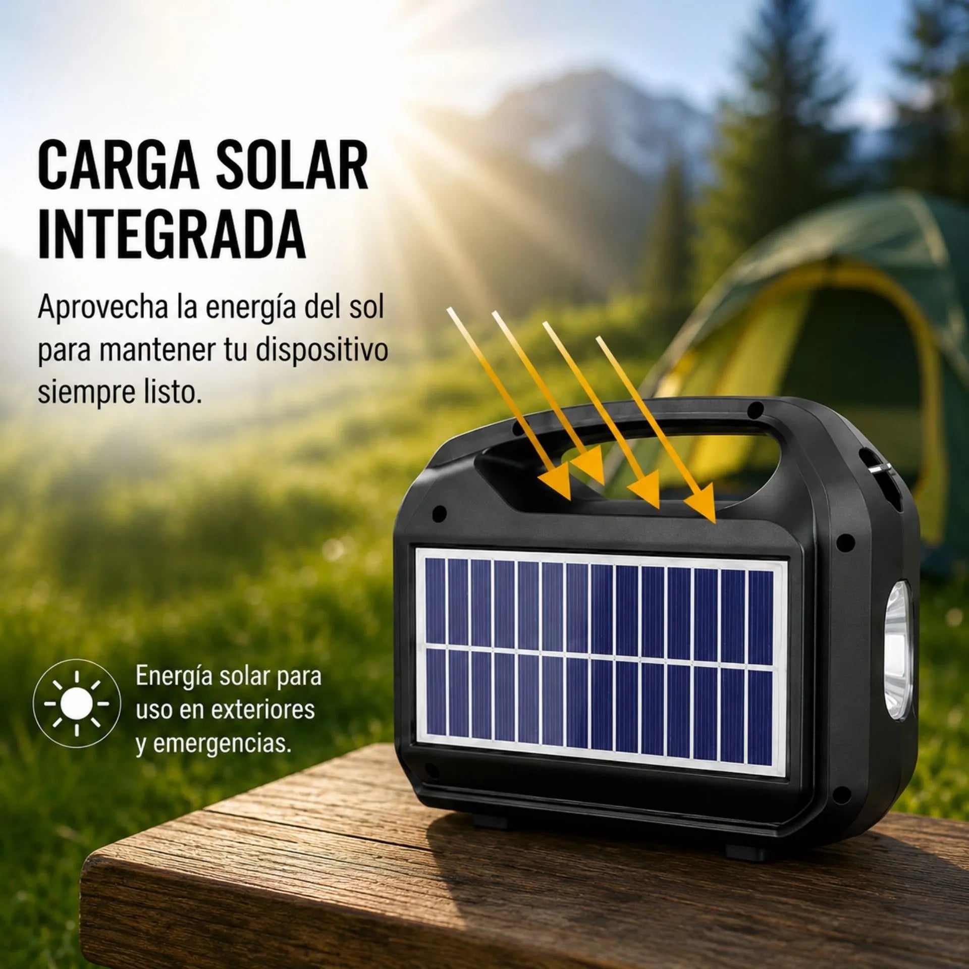 Radio Parlante Bluetooth Con Panel Solar, Linterna y Correa Portátil GTS-2040
