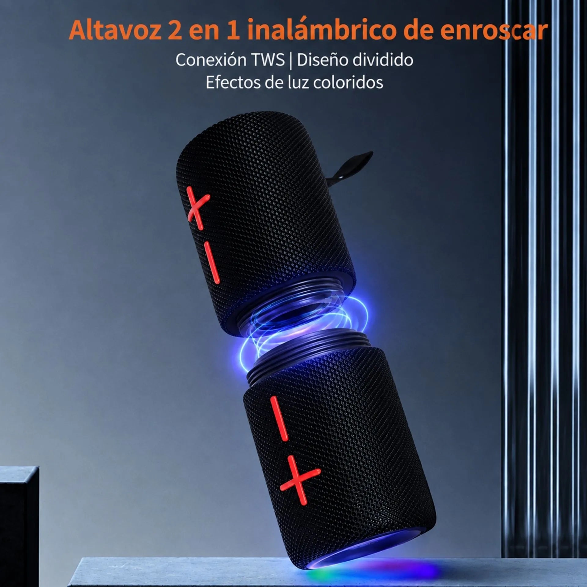 Parlante Inalambrico Bluetooth Dúo TWS Con Luz RGB RX19