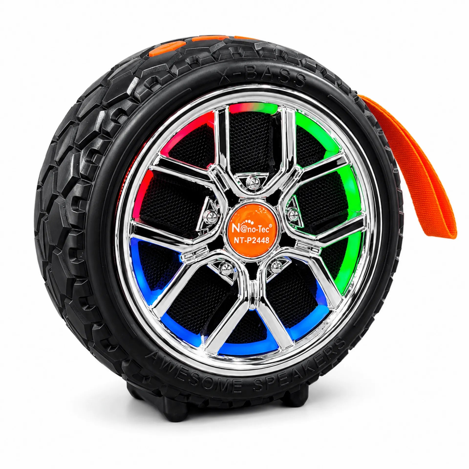 Parlante Bluetooth Tipo Rueda Nano-Tec 12W Con Luces RGB NT-P2448