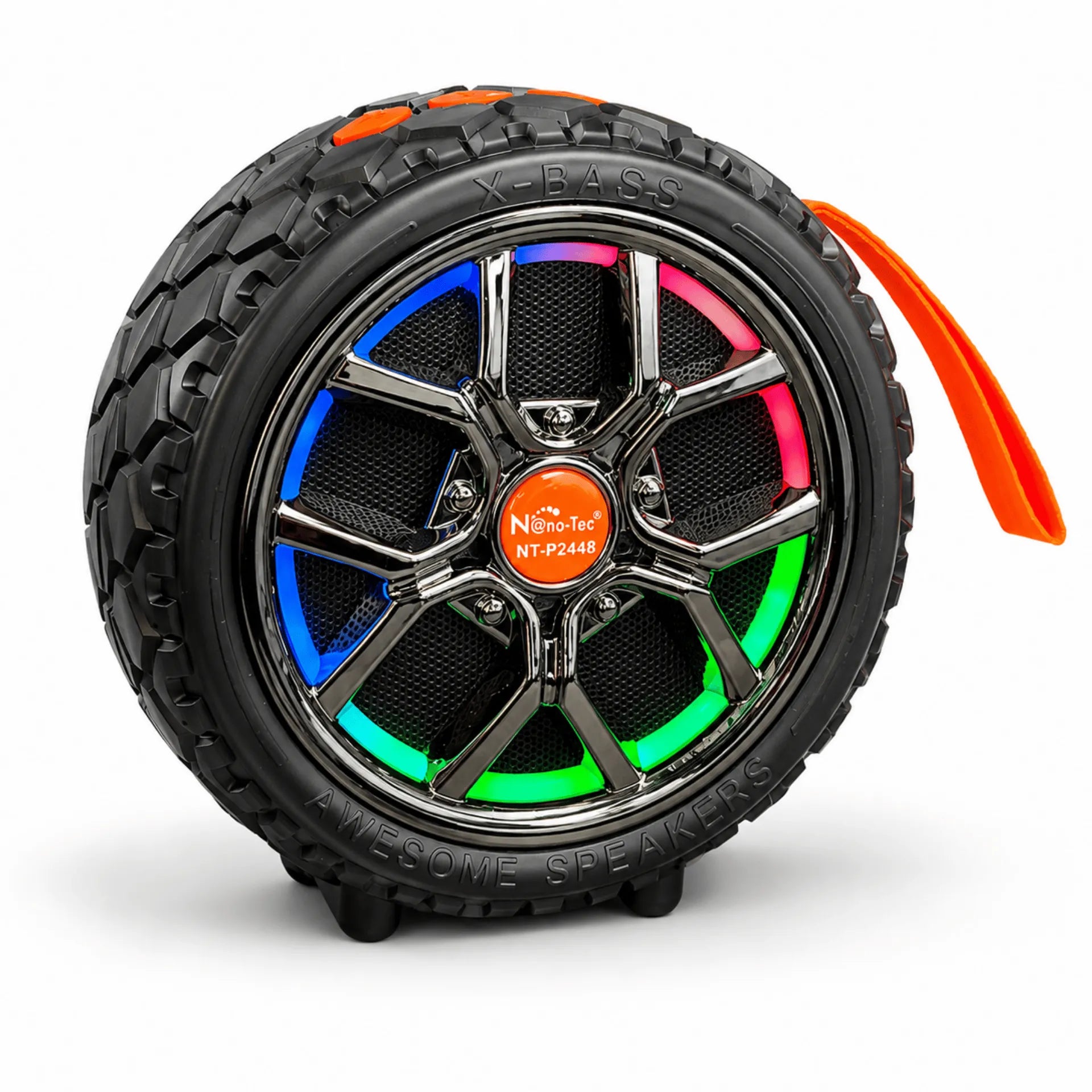 Parlante Bluetooth Tipo Rueda Nano-Tec 12W Con Luces RGB NT-P2448