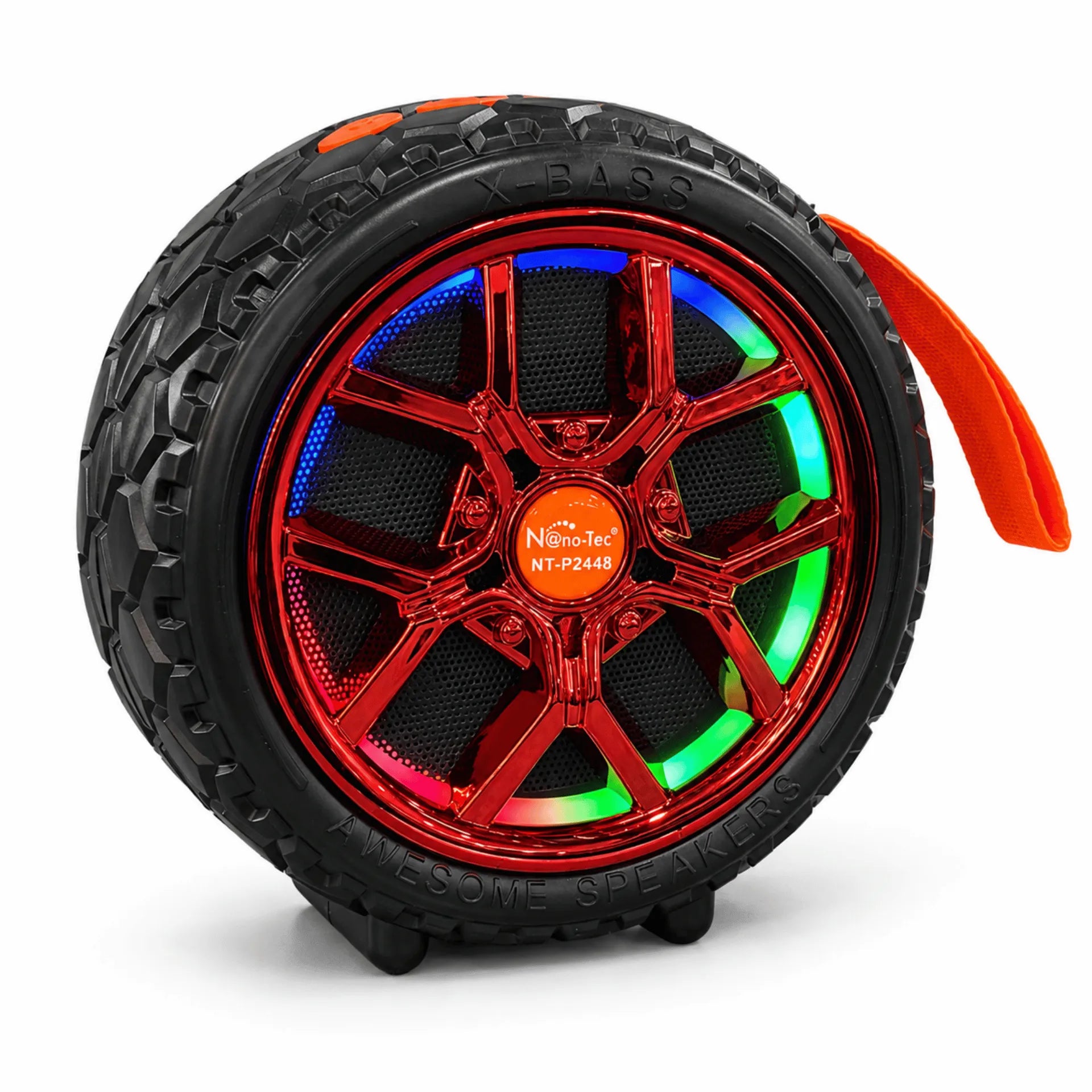 Parlante Bluetooth Tipo Rueda Nano-Tec 12W Con Luces RGB NT-P2448
