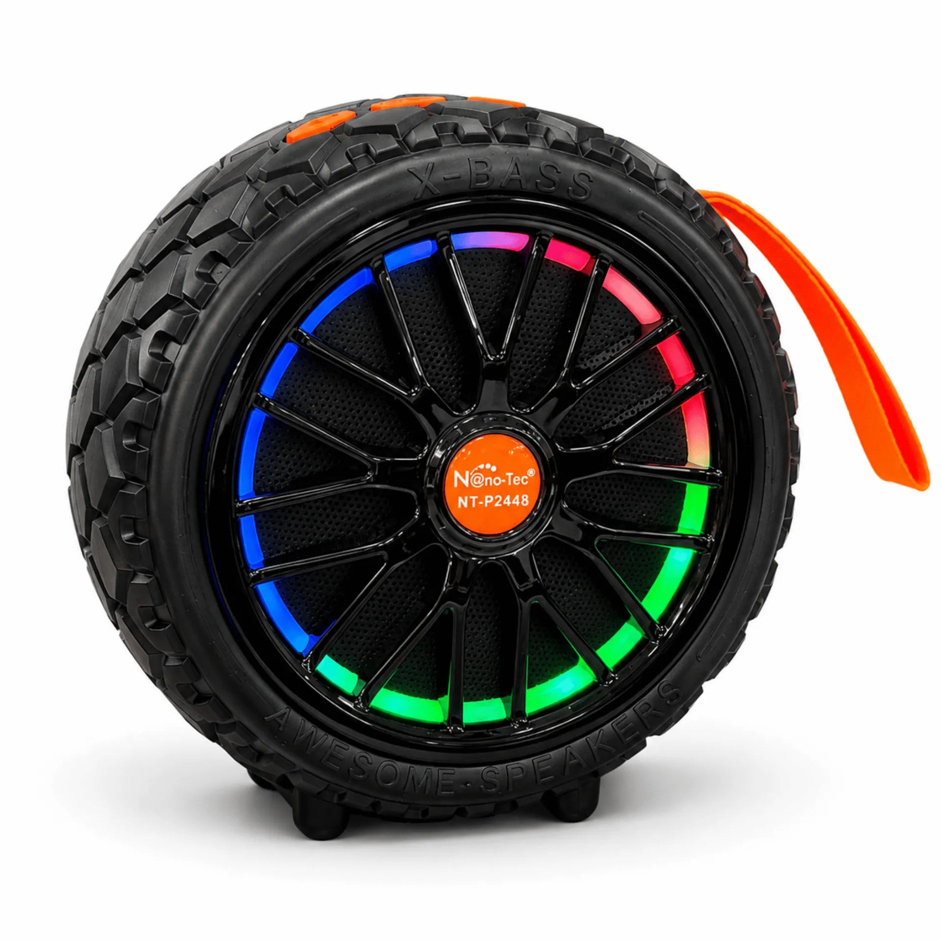Parlante Bluetooth Tipo Rueda Nano-Tec 12W Con Luces RGB NT-P2448