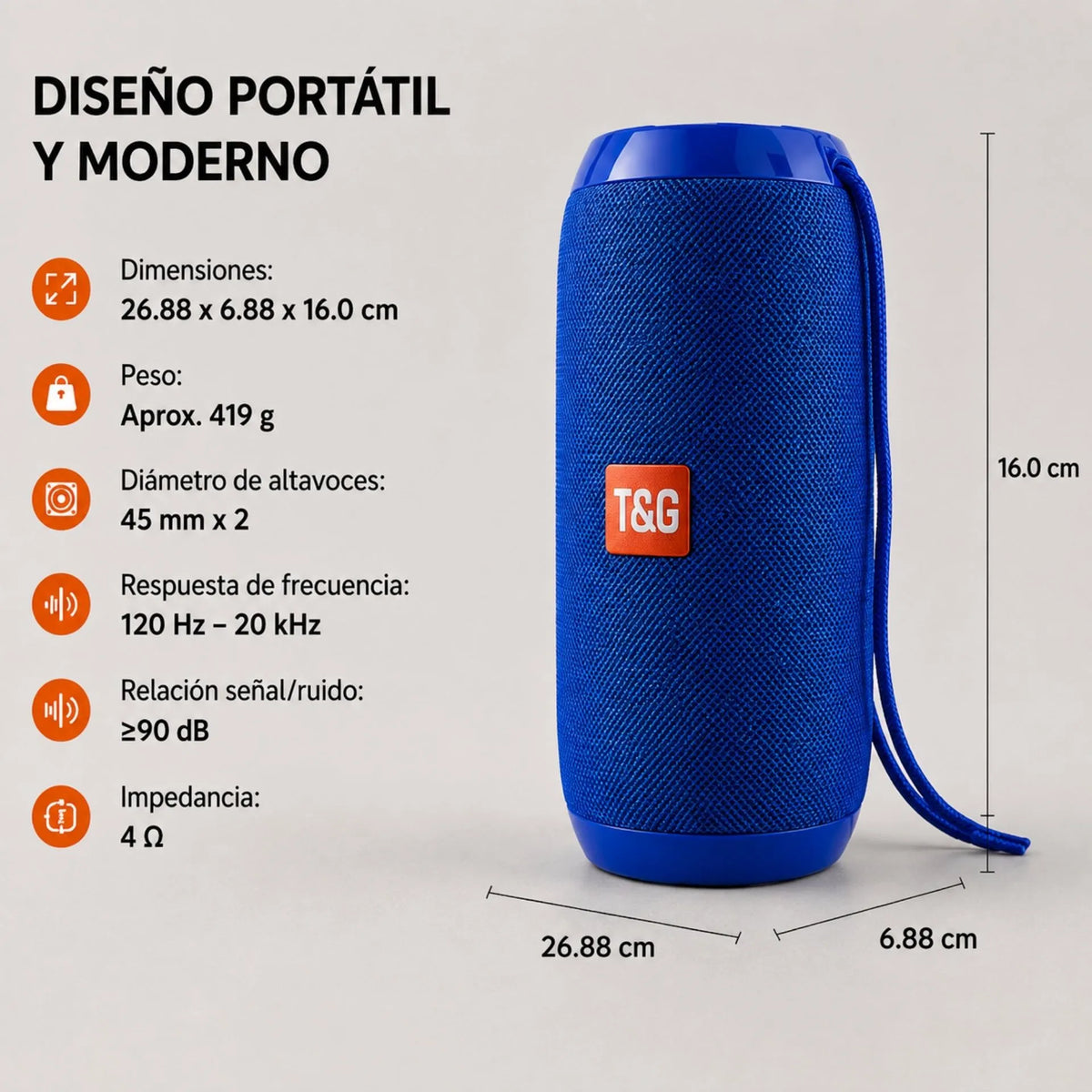 Parlante Portátil Bluetooth Recargable 10W Con TWS T&G TG-117