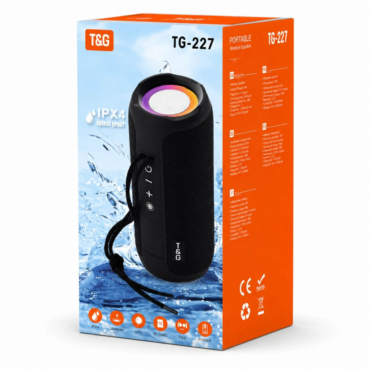 Parlante Portátil Recargable Bluetooth 10W Con TWS E IPX4 T&G TG-227